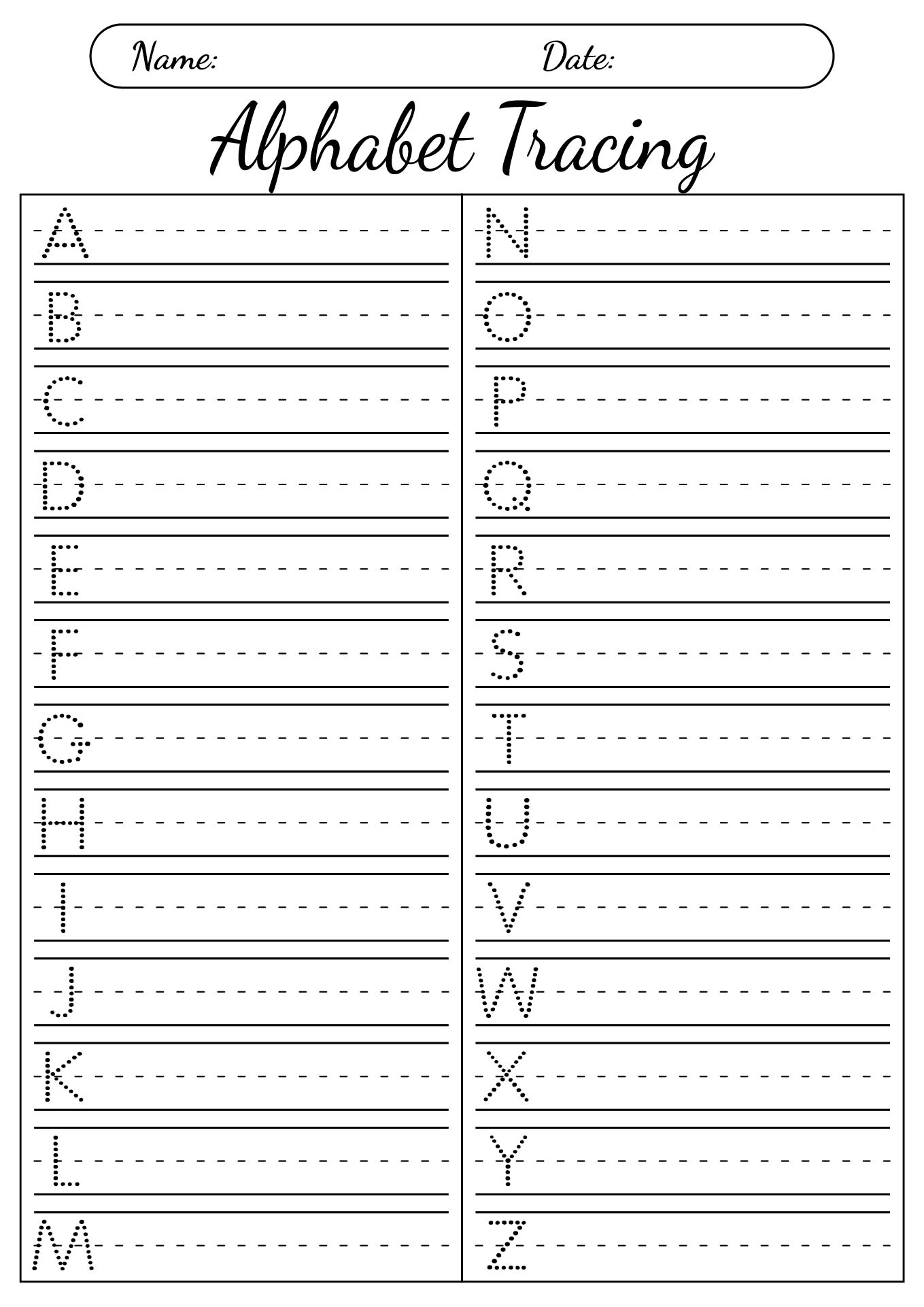 Printable Preschool Worksheets for Letter Tracing
