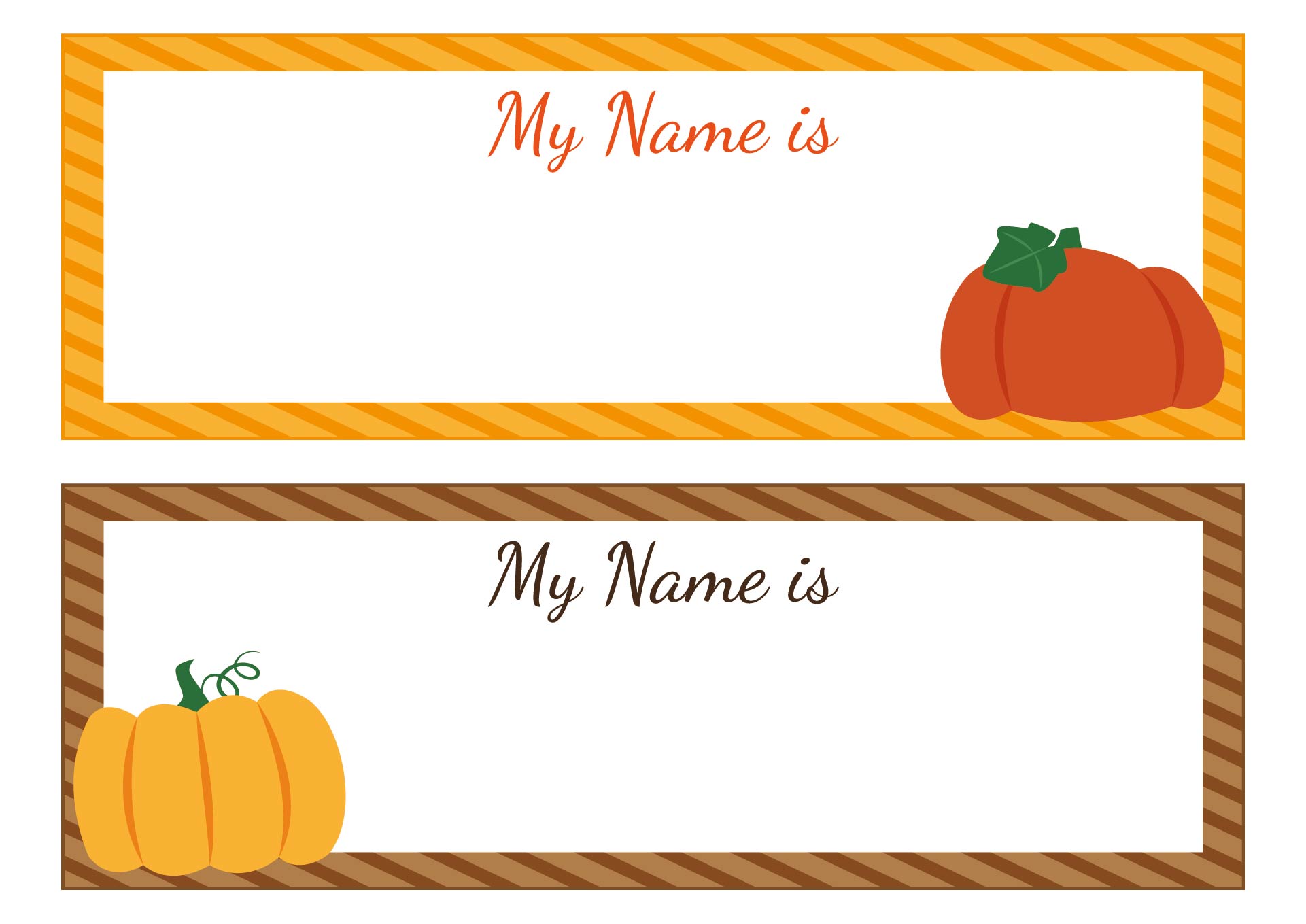 Printable Pumpkin-Themed Name Badges Printable Pumpkin-Themed Name Badges