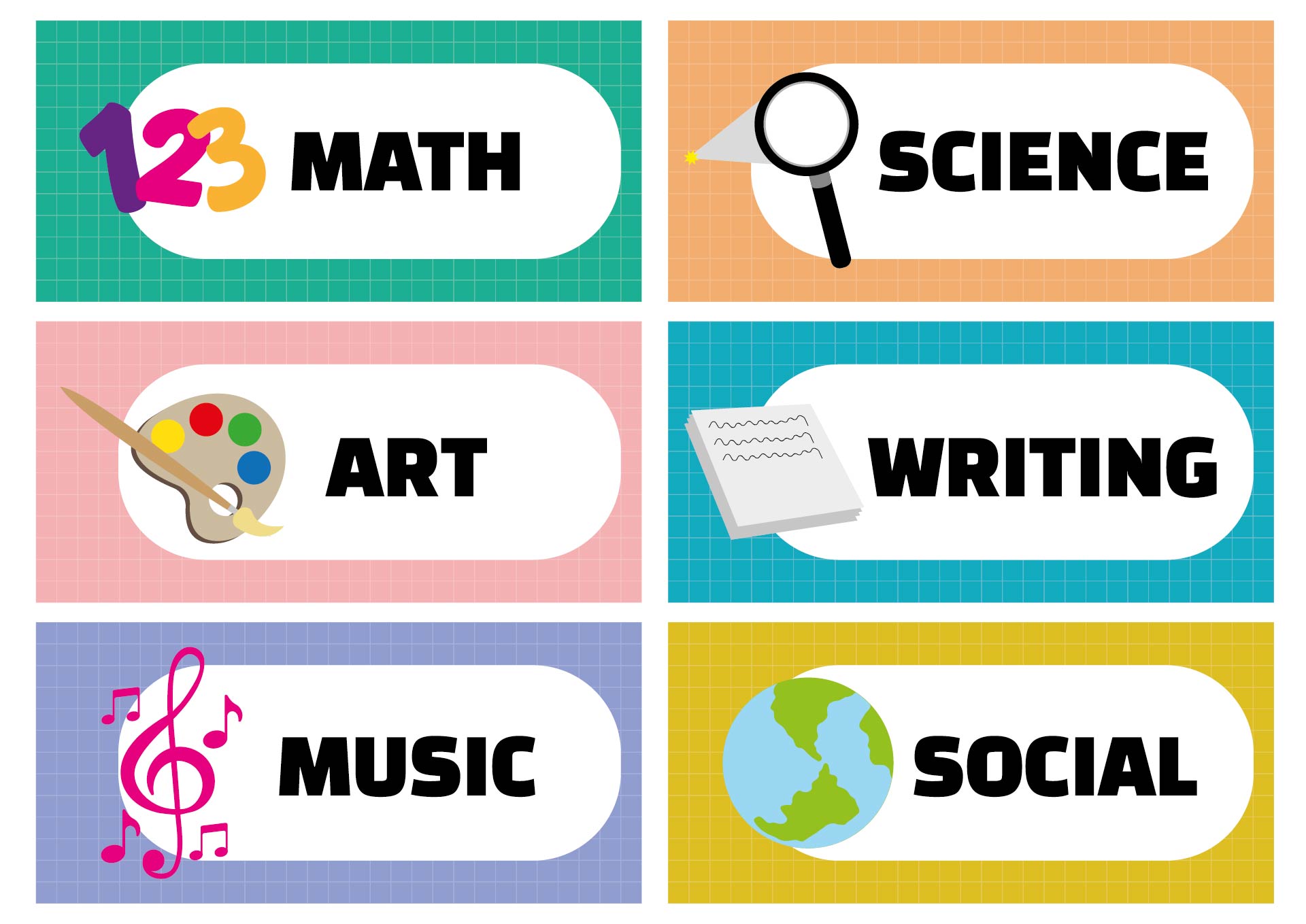Printable School Subject Labels for Binders Printable School Subject Labels for Binders