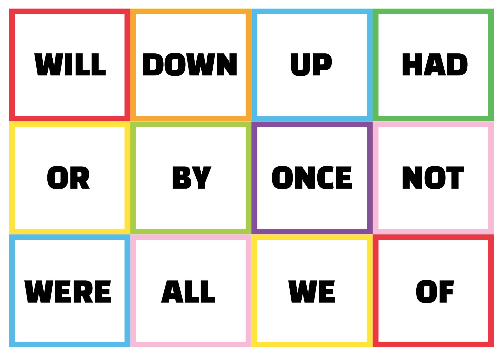 Printable Sight Word Flash Cards for First Grade