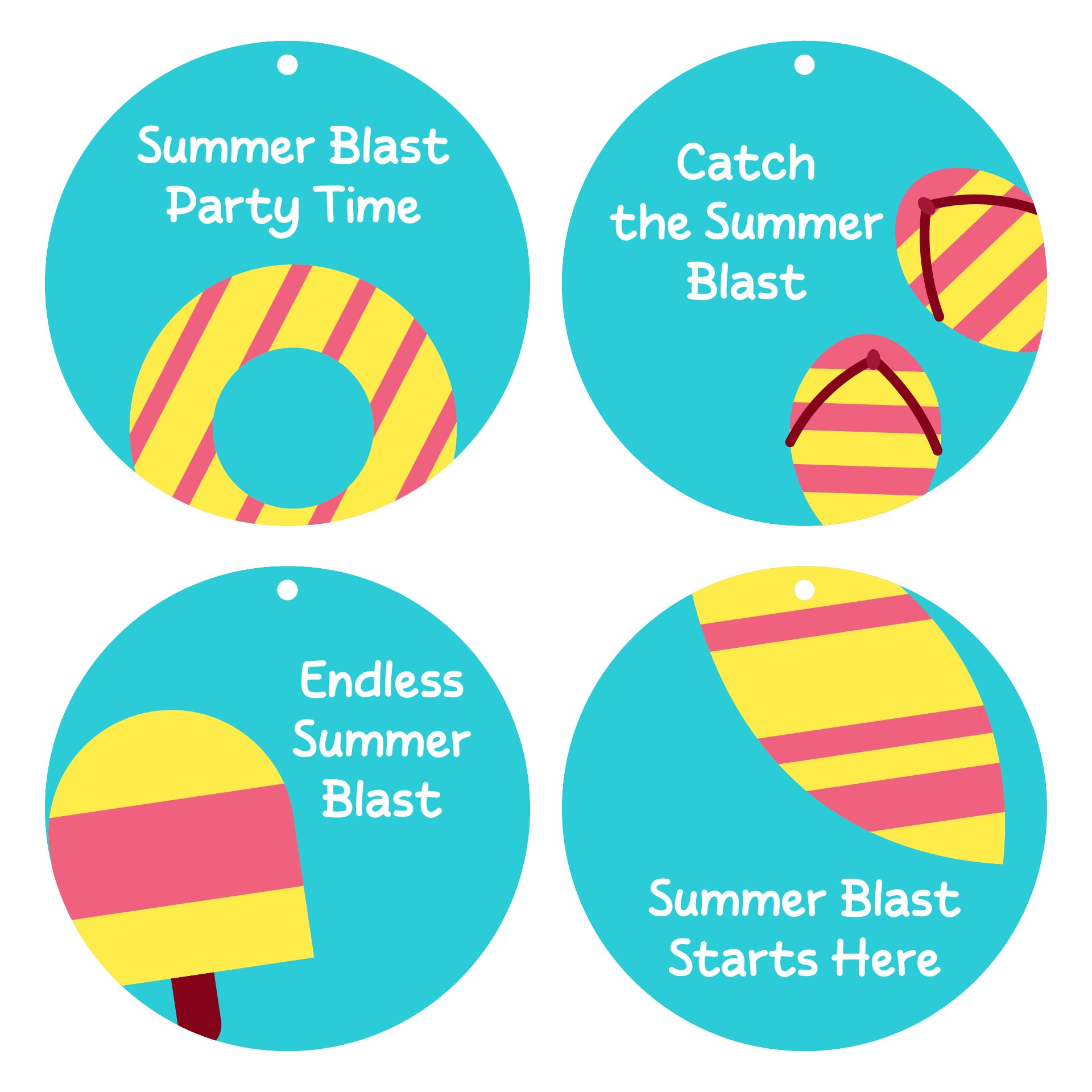 Printable Summer Blast Party Tags