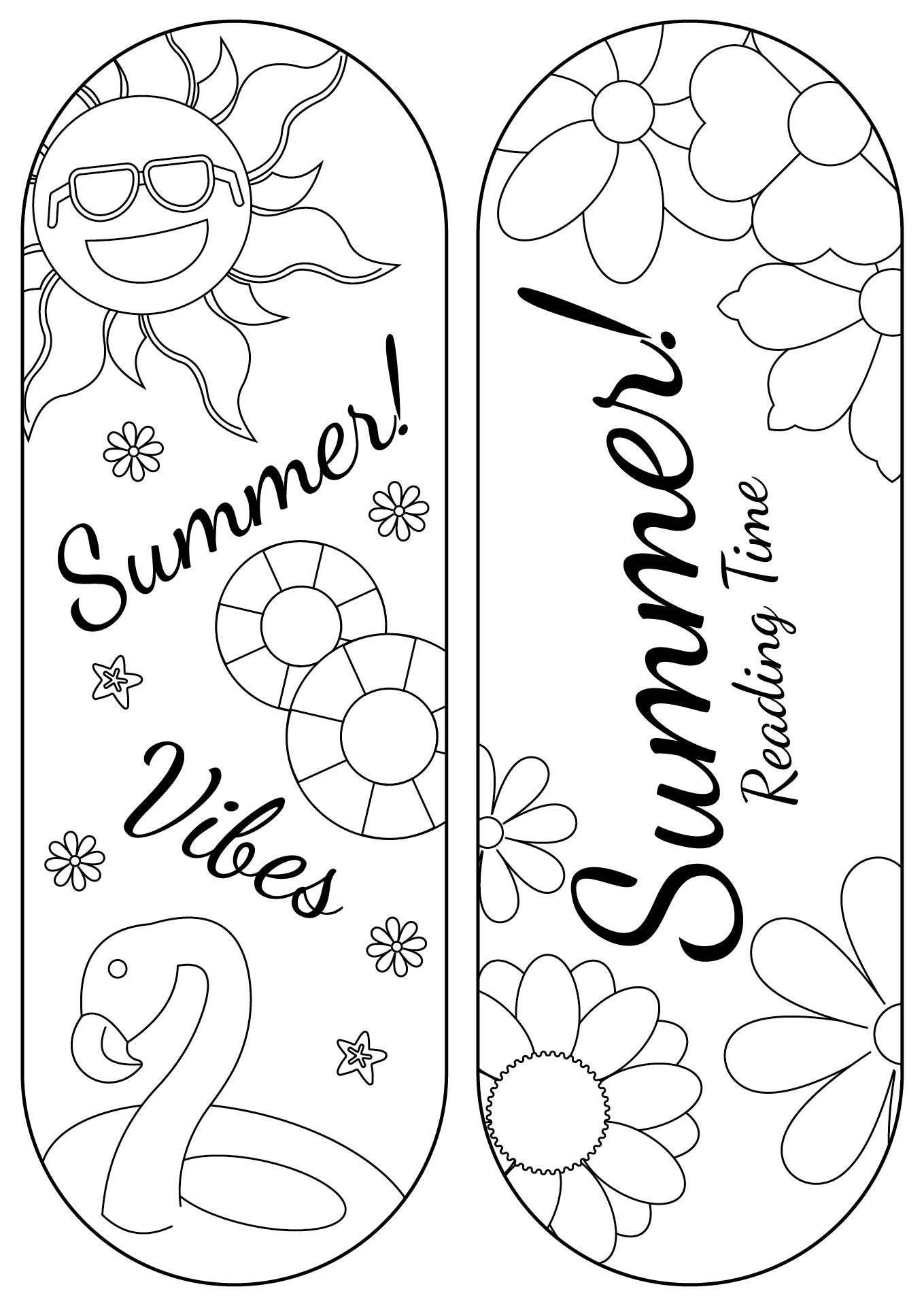 Printable Summer Reading Coloring Bookmarks