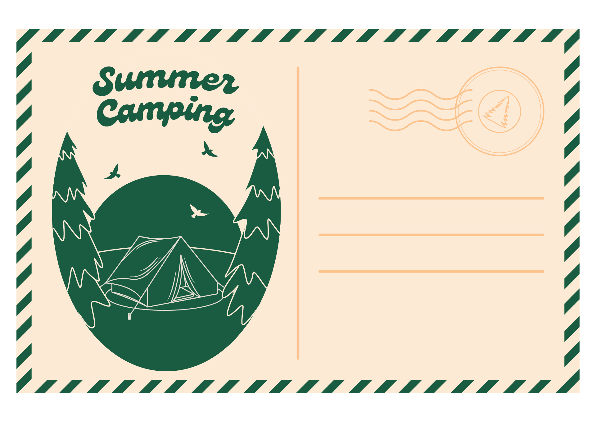 Printable Tent Camping Postcards