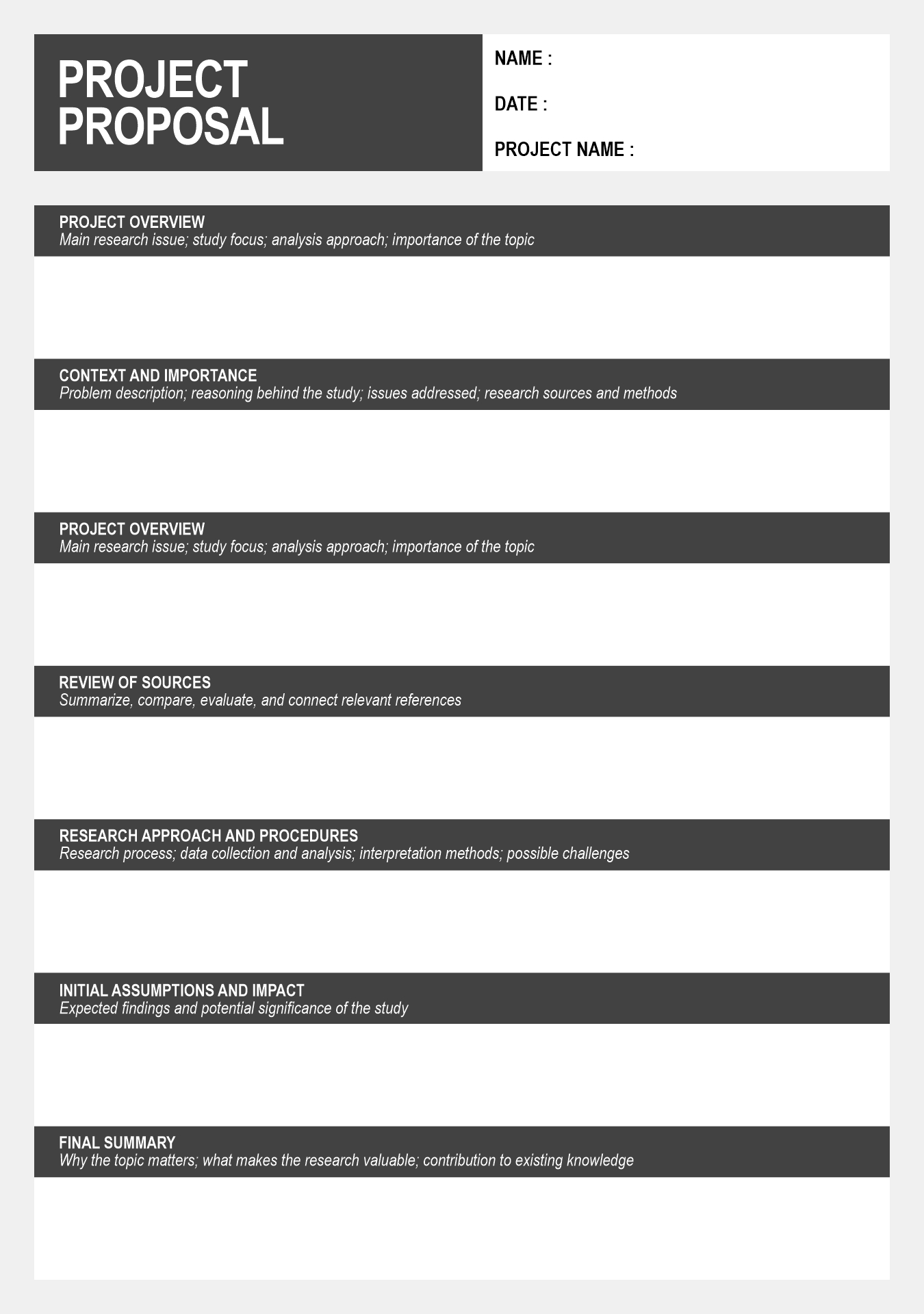 Project Proposal Outline Printable Project Proposal Outline Printable