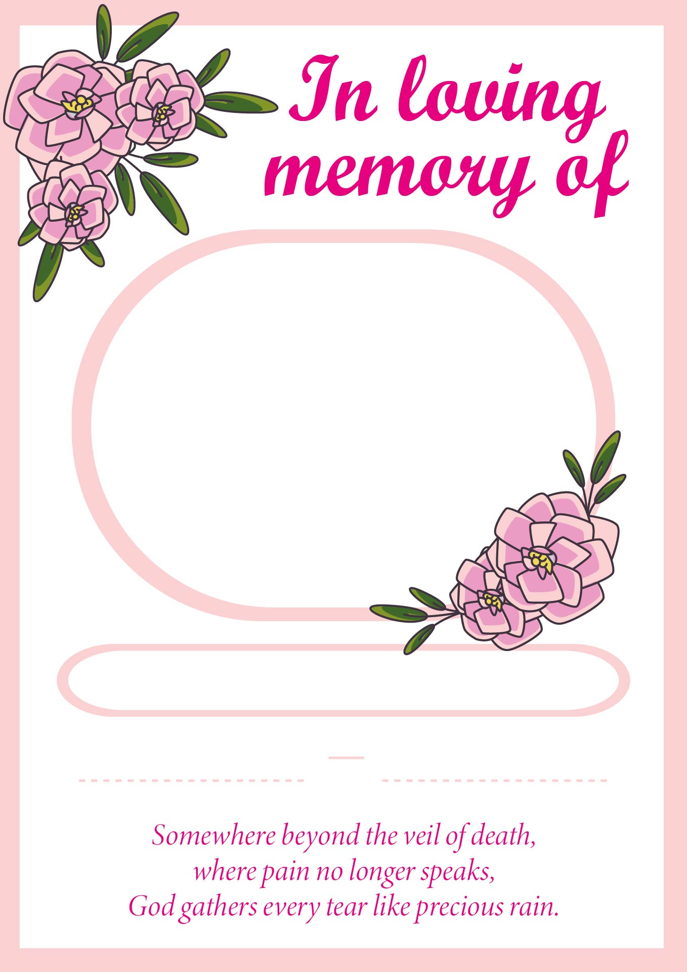 Remembrance Funeral Memorial Card Printable Remembrance Funeral Memorial Card Printable