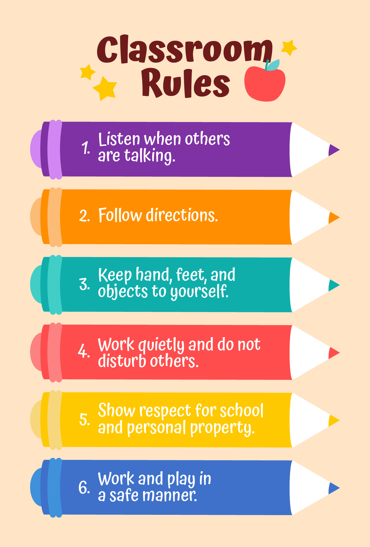 Rules and Procedures Charts for Classrooms