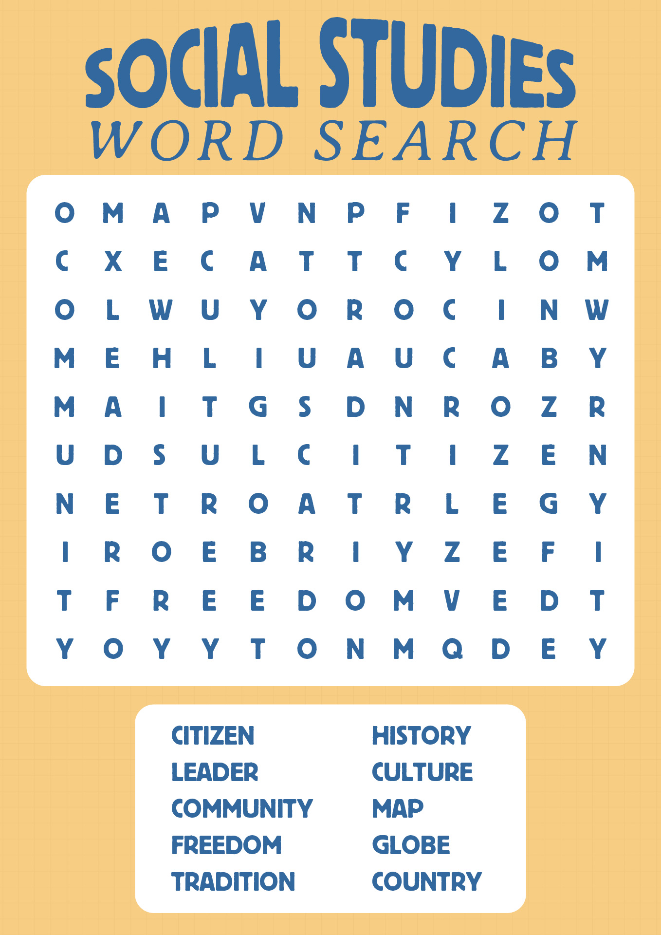 Social Studies Word Search for Kids Social Studies Word Search for Kids