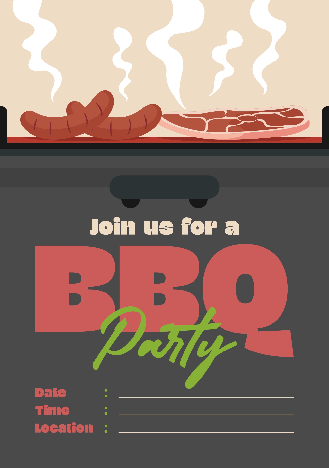 Summer BBQ Party Invitations Printables