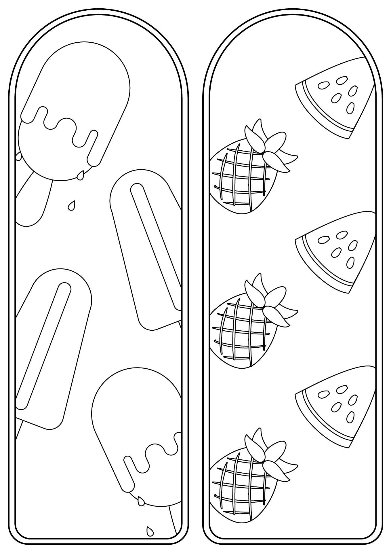 Summer Bookmarks Printable Coloring Pages