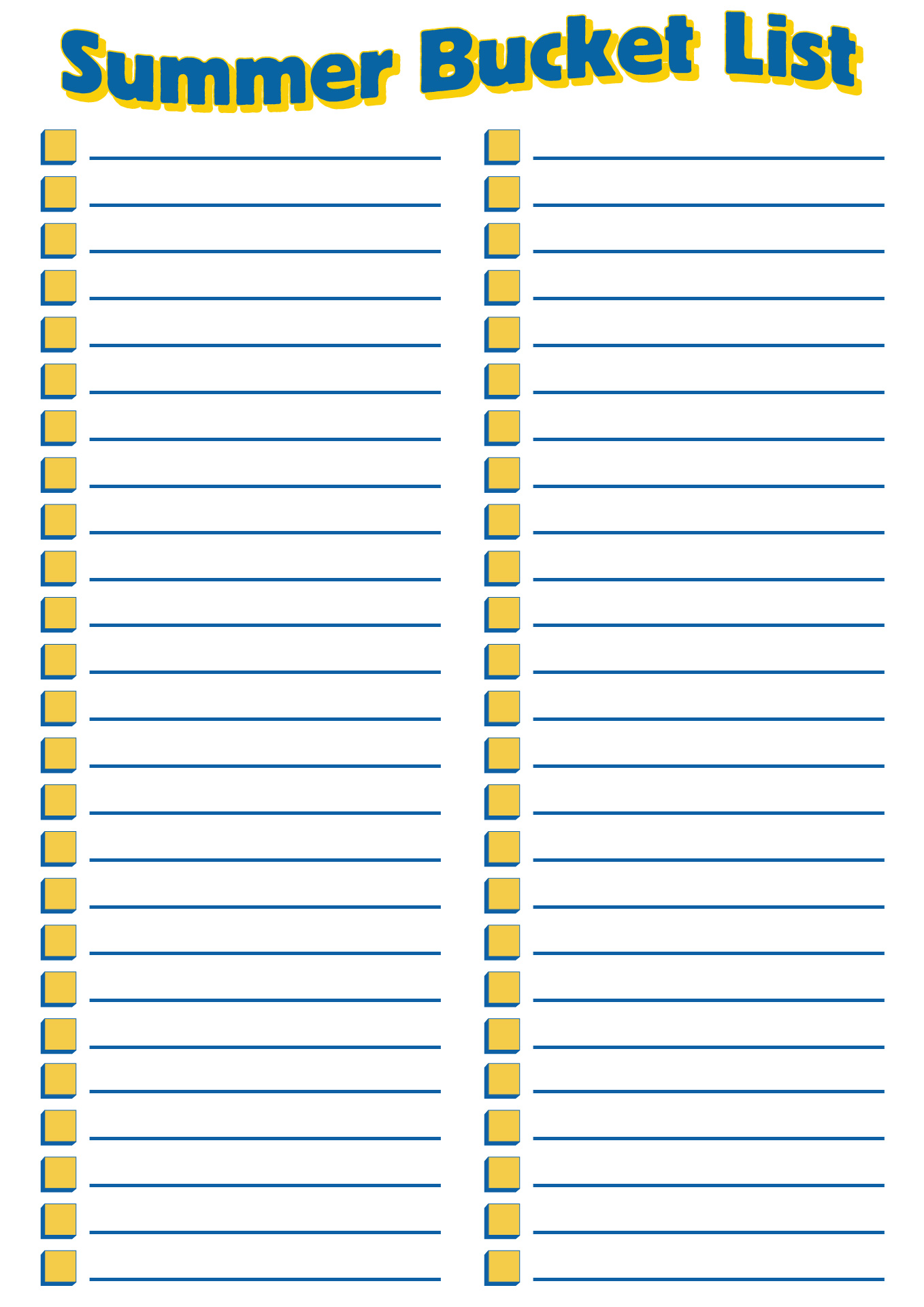 Summer Bucket List Printable Create