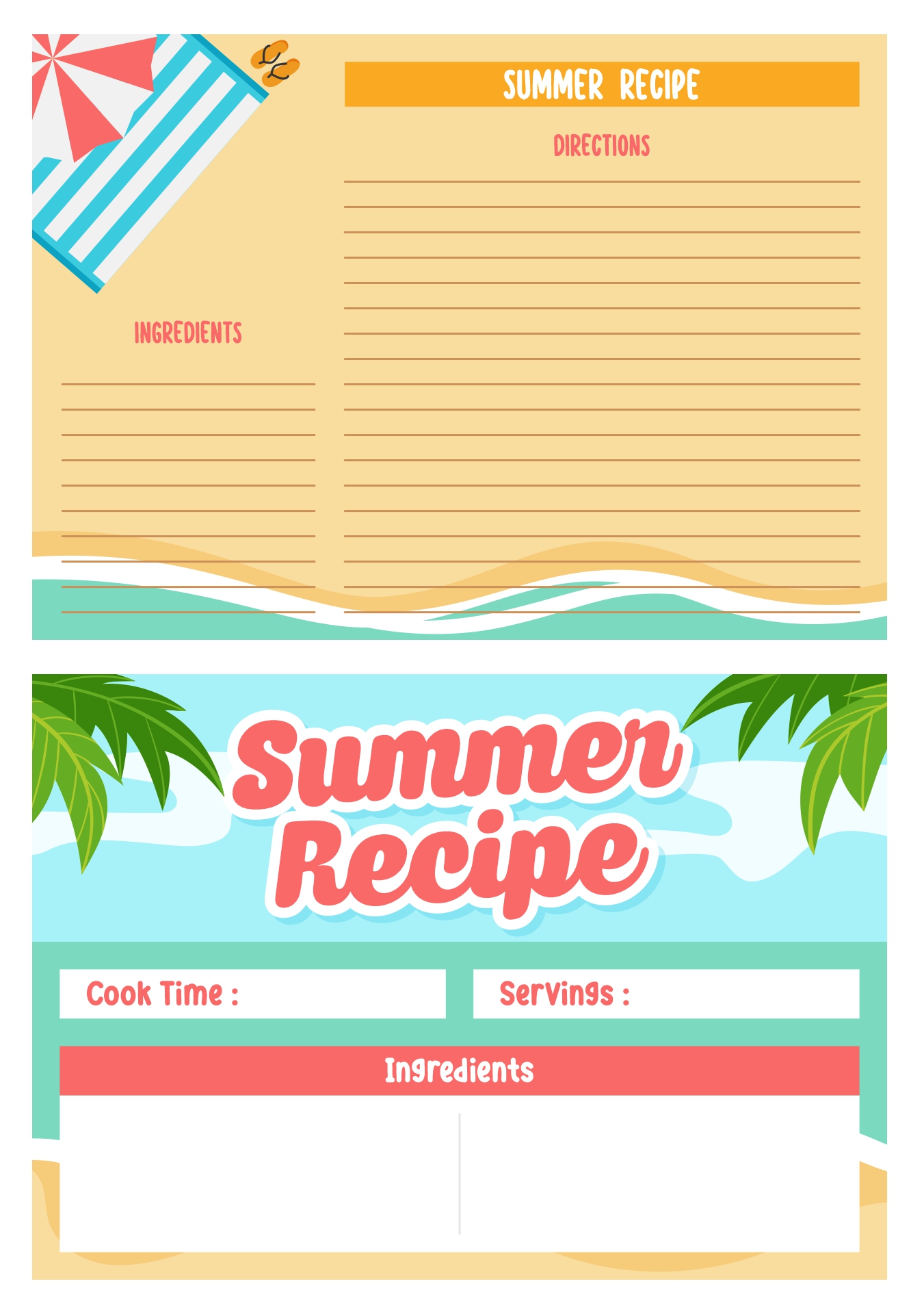 Summer Recipe Card Printables