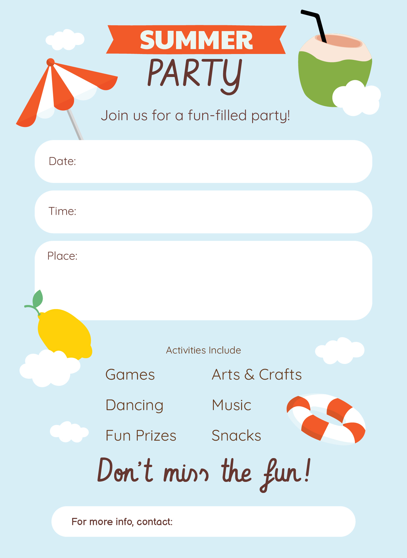 Sweet Summer Party Invitation Printable