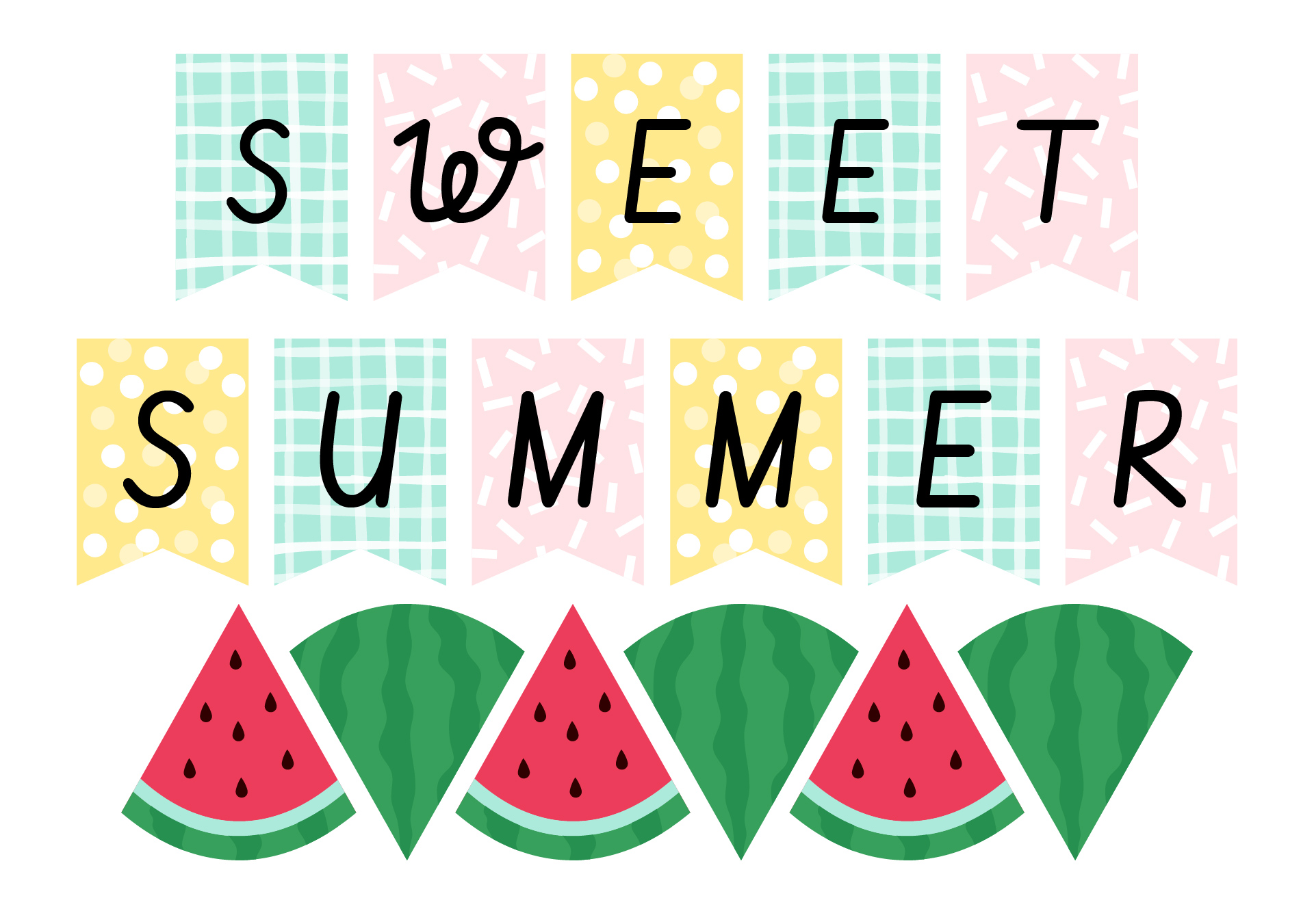 Sweet Summer Watermelon Banner Printable