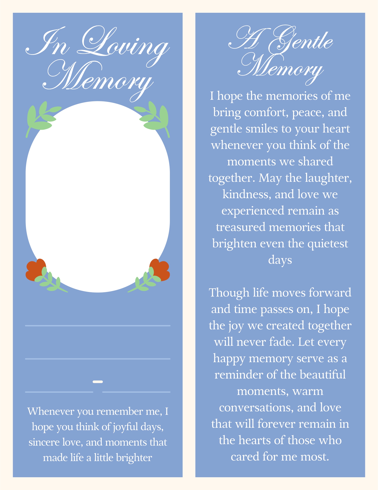 Tribute Memorial Bookmarks Printable Tribute Memorial Bookmarks Printable