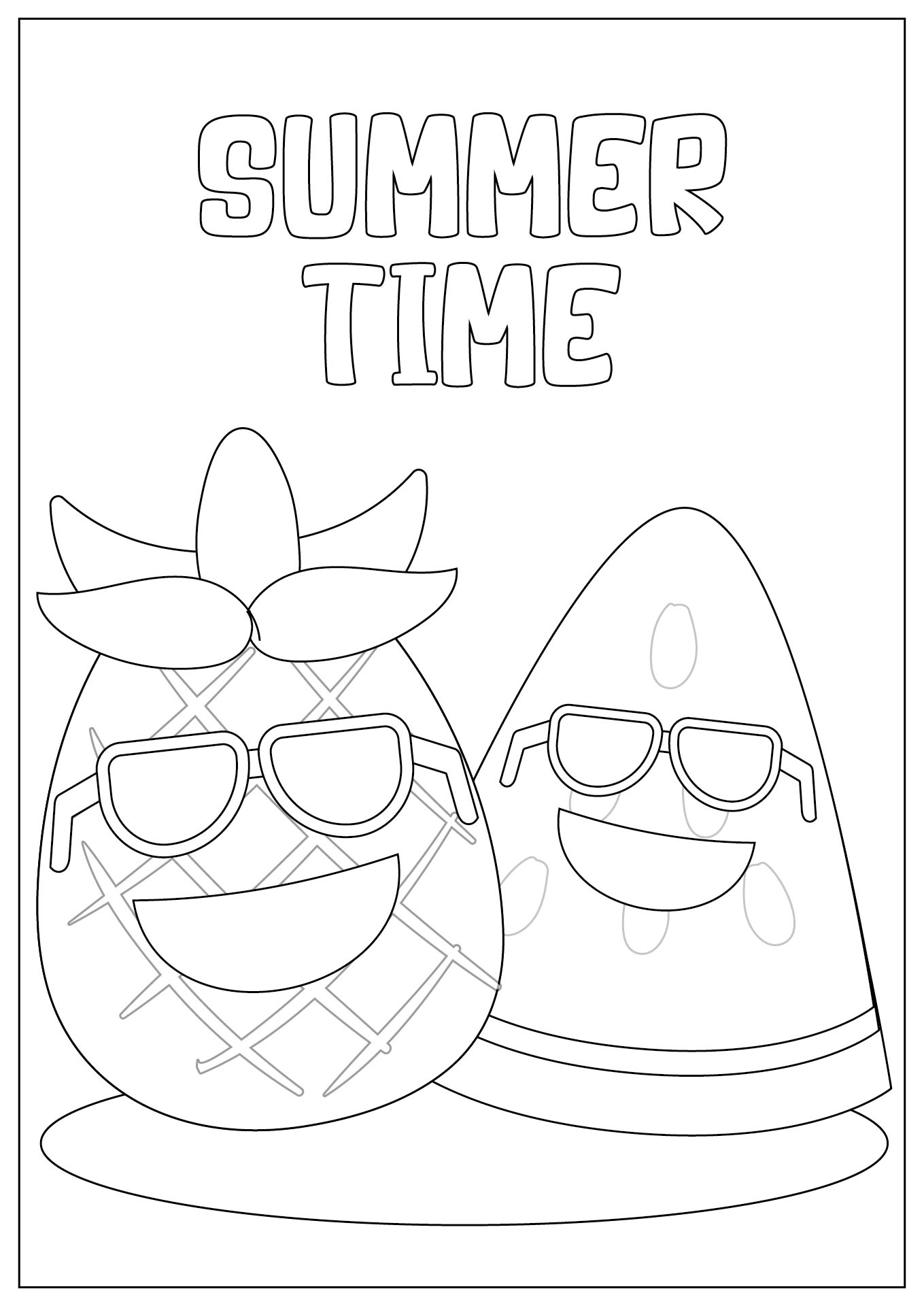 Tropical Fruit Summer Coloring Pages