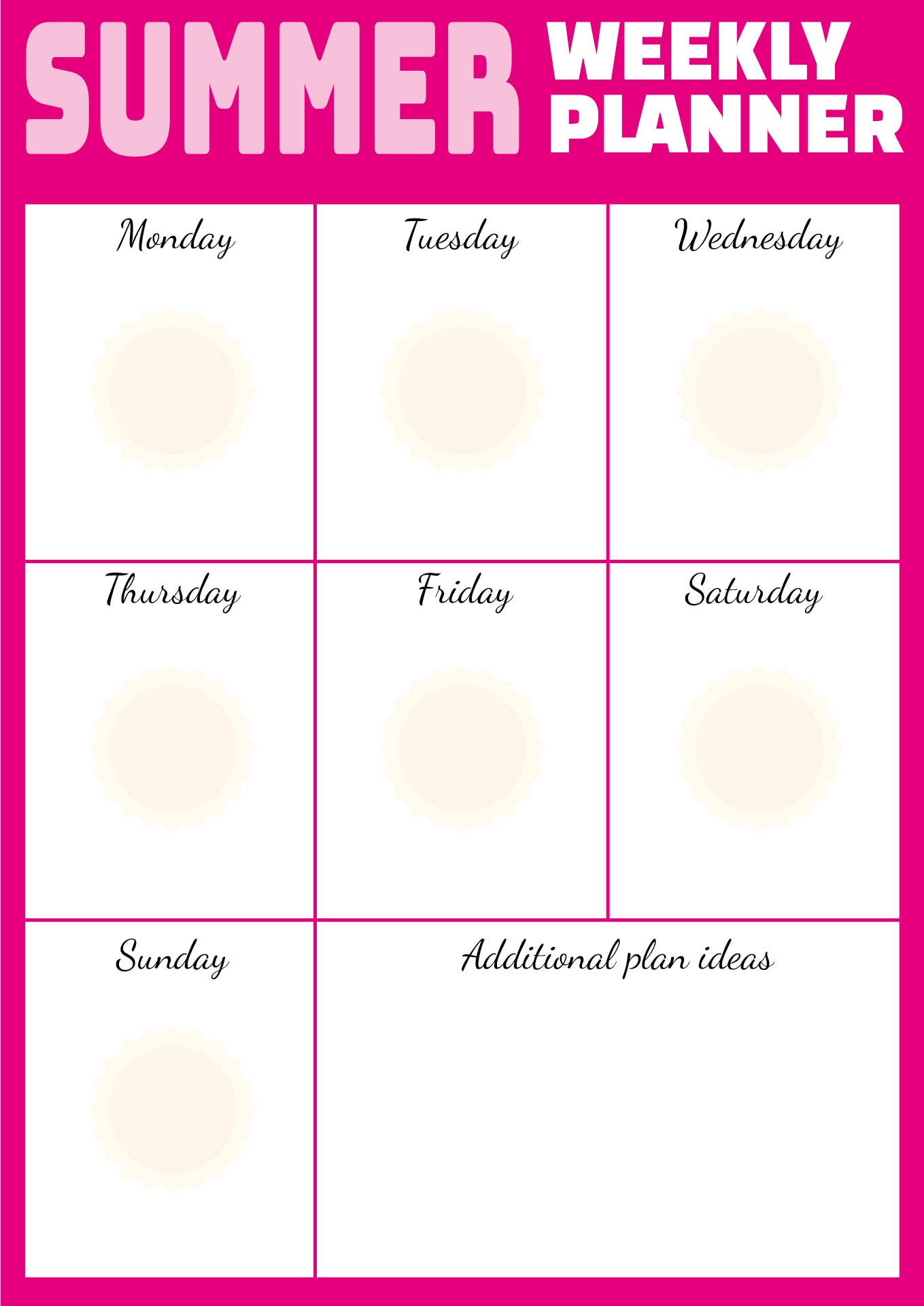 Weekly Printable Summer Activity Calendar