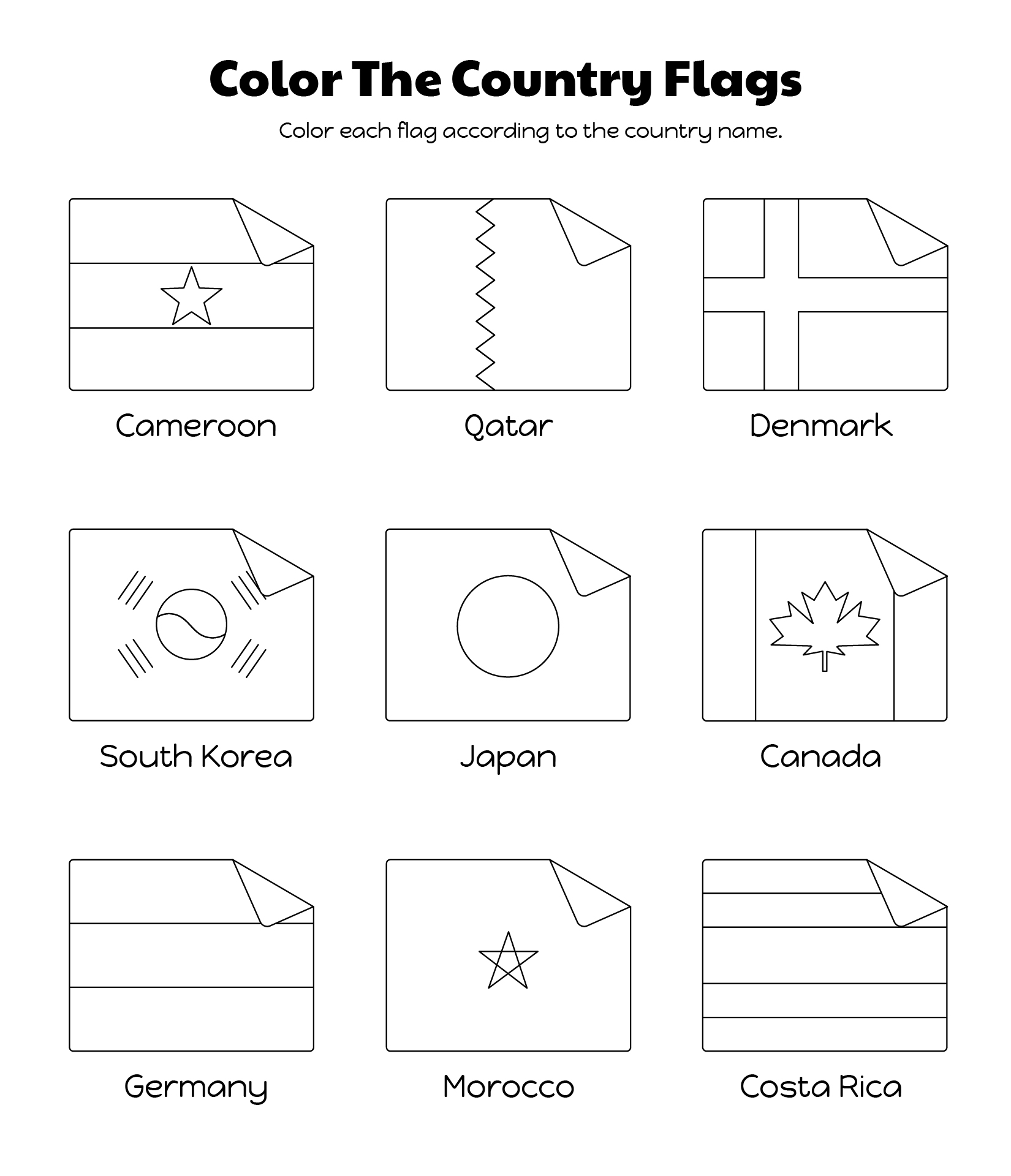 Color The Country Flags Coloring Page