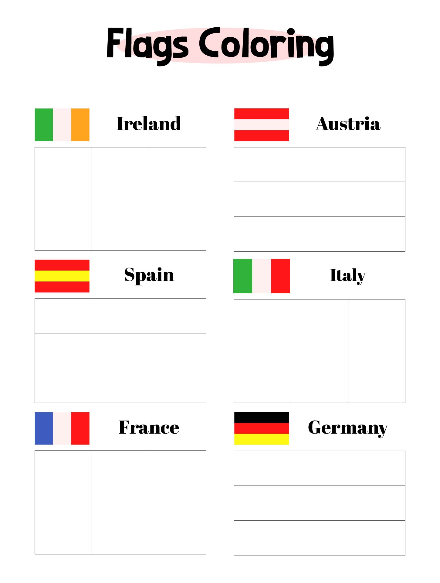 Country And World Flags Coloring Pages For Toddler