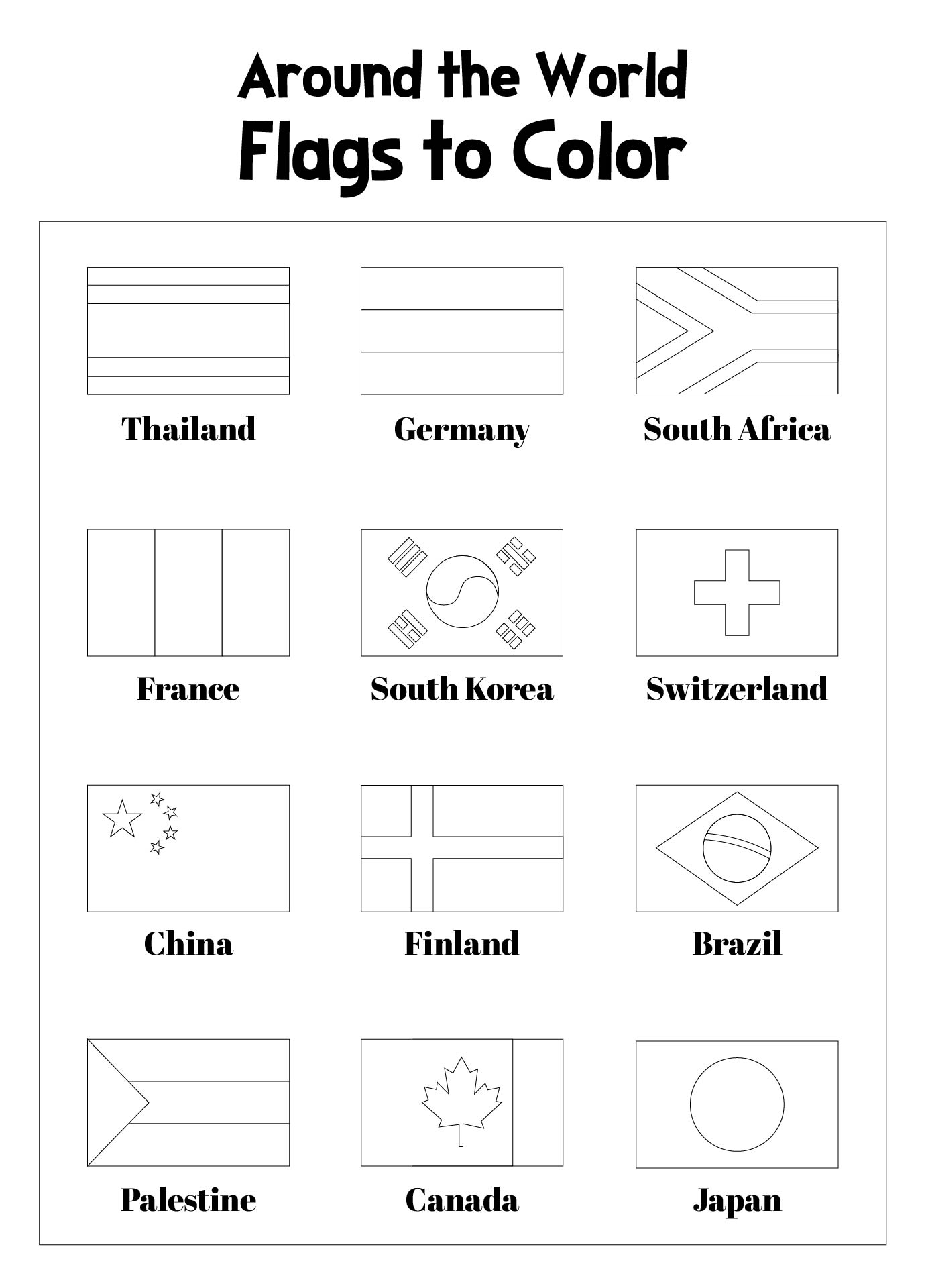 Printable Flags Of Different Countries To Color