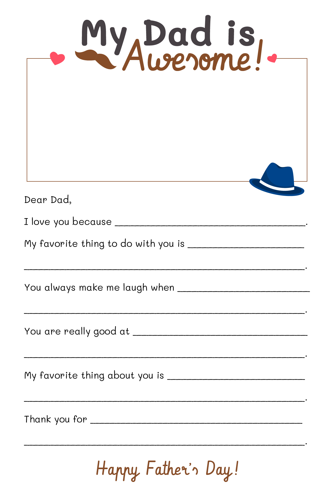 Fathers Day Fill In The Blank Poem Printable