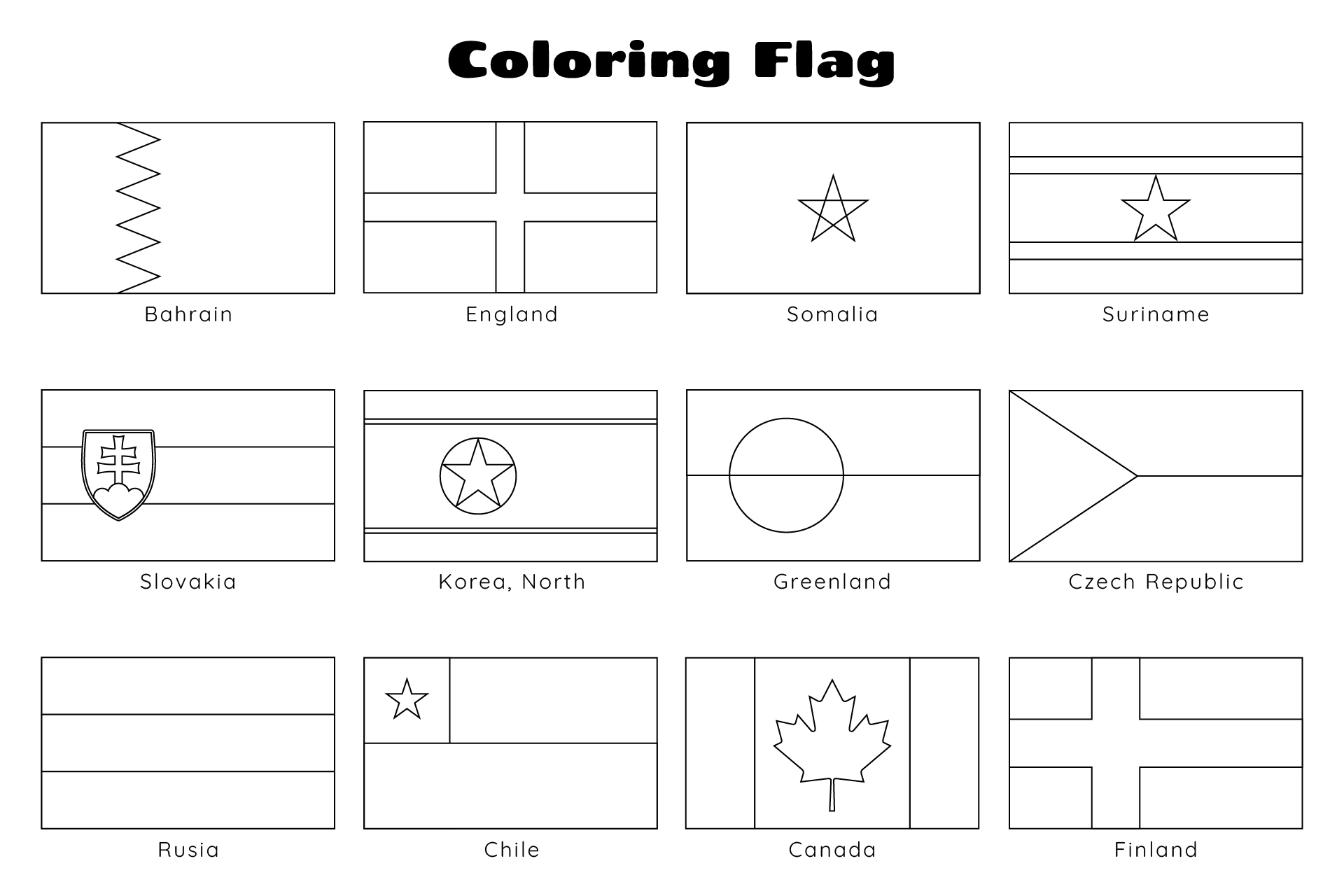 Learn Countries With Flag Coloring Pages