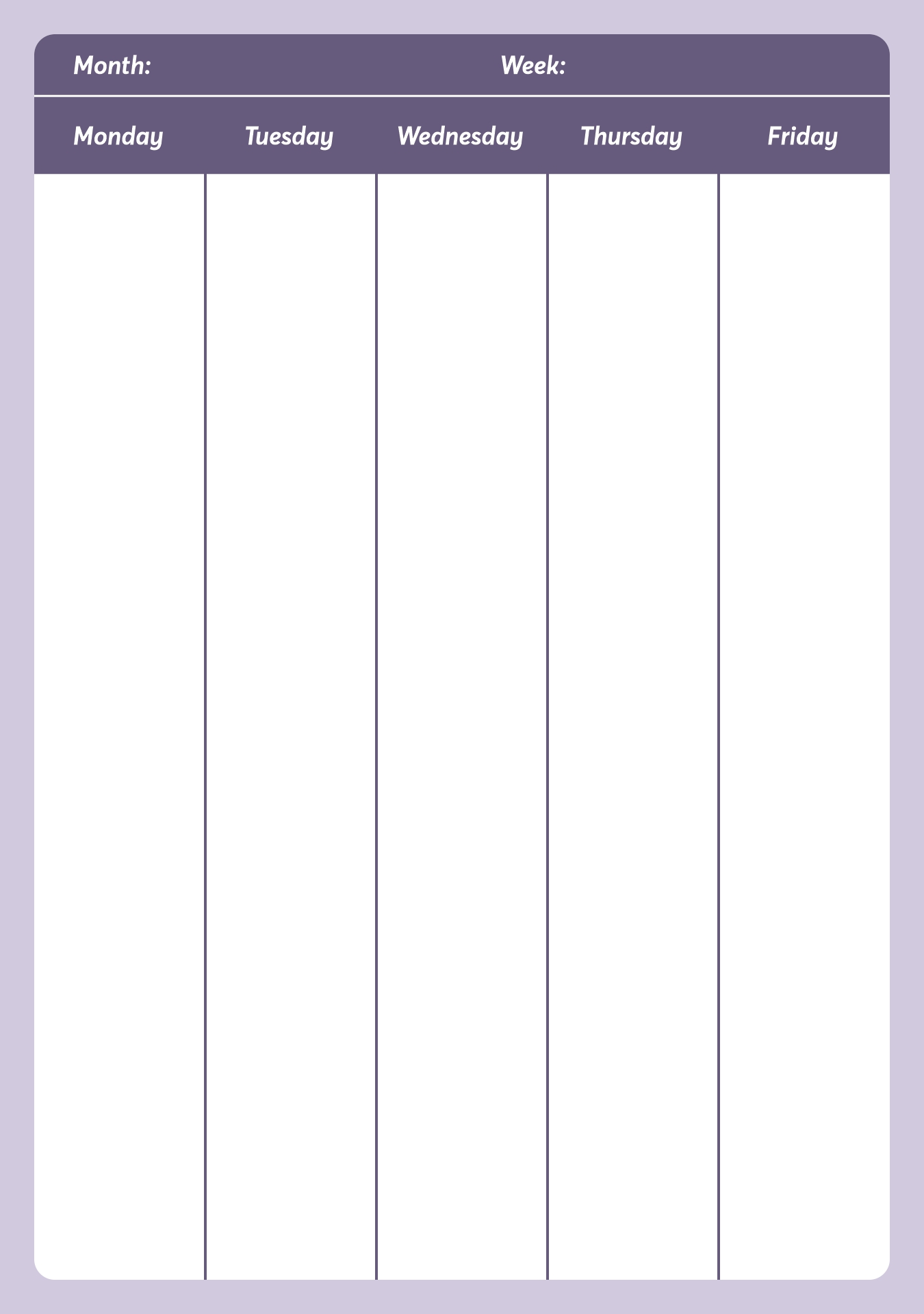 5 Day Monthly Schedule Calendar Printable 5 Day Monthly Schedule Calendar Printable