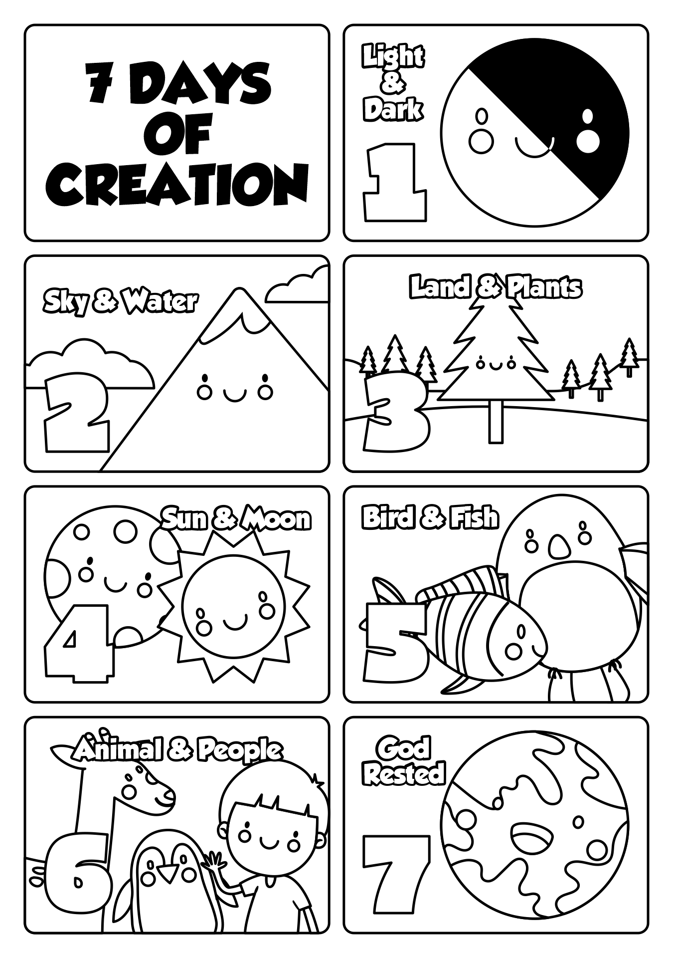 7 Days of Creation Coloring Sheets 7 Days of Creation Coloring Sheets