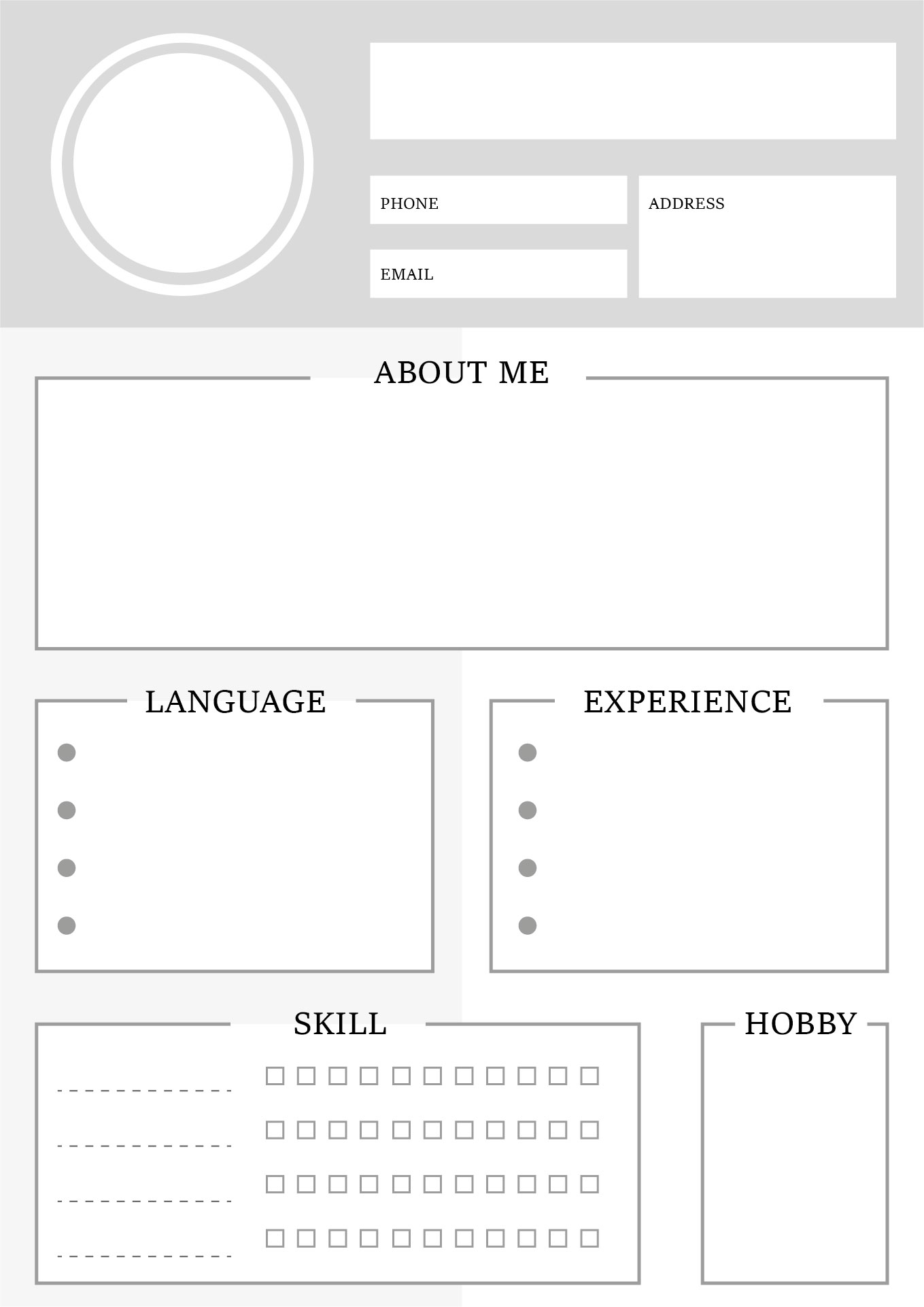 About Me Skills Summary Sheets About Me Skills Summary Sheets