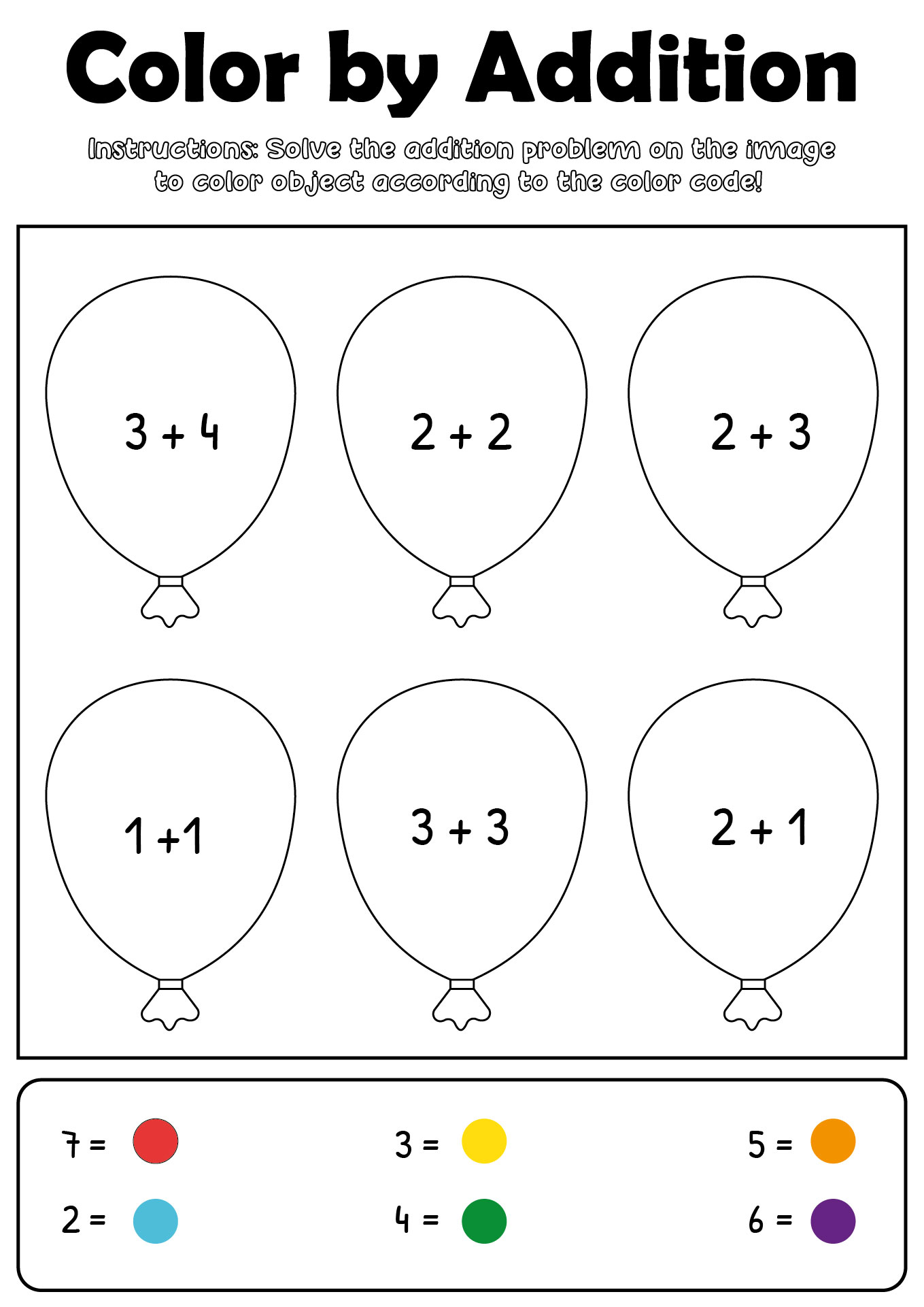 Addition Colors by Numbers Study Tools for Children Addition Colors by Numbers Study Tools for Children