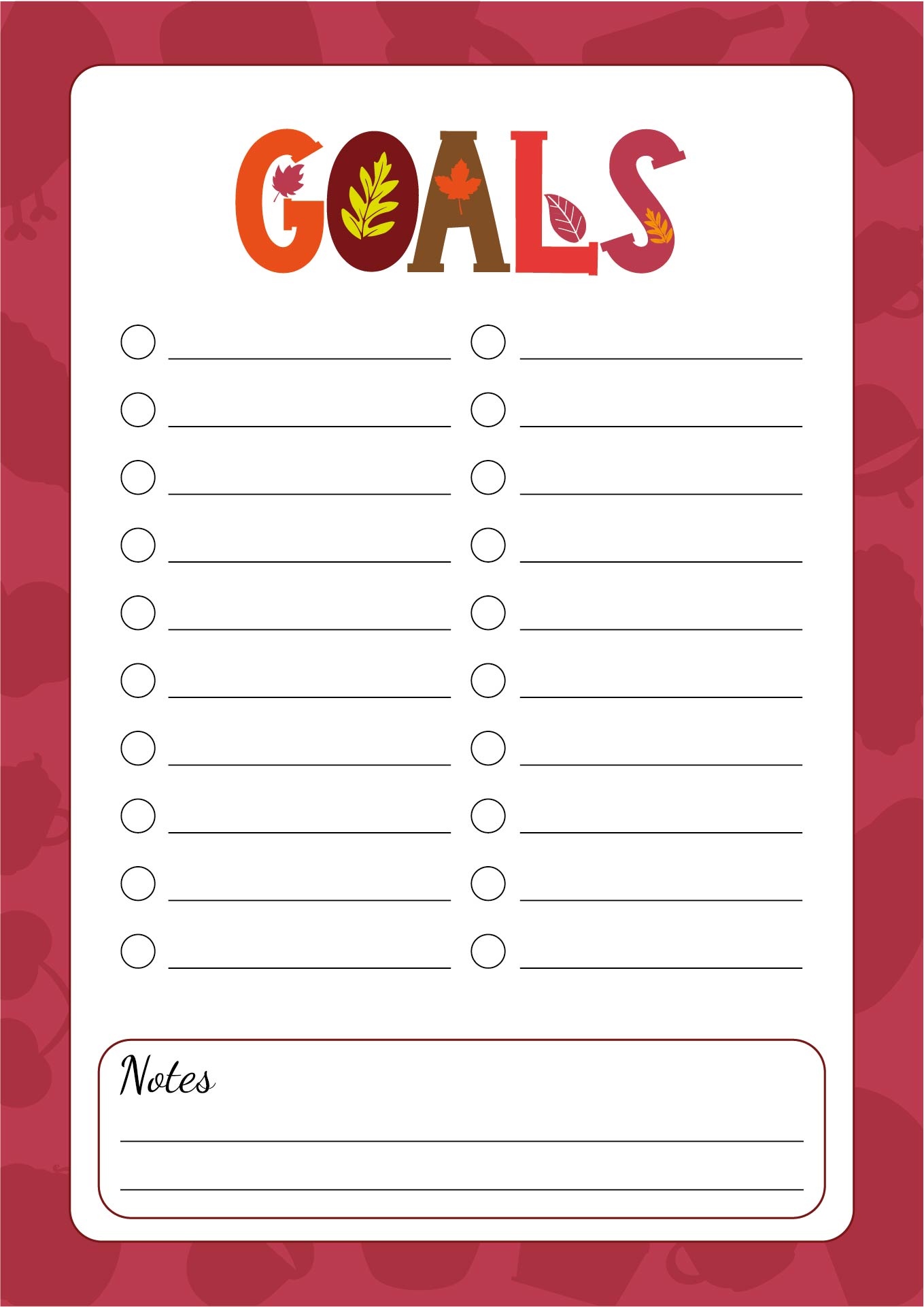 Autumn Goals Blank List Printable Autumn Goals Blank List Printable