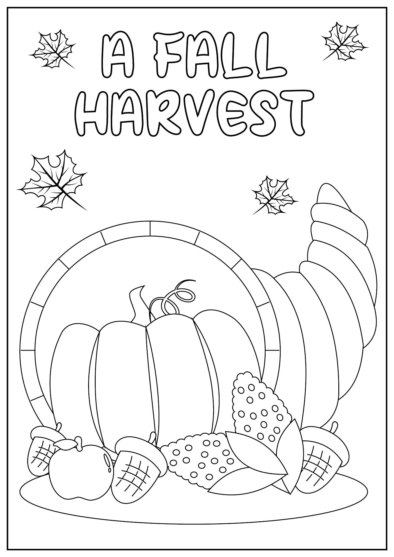 Autumn Harvest Fruit and Vegetable Coloring Sheets