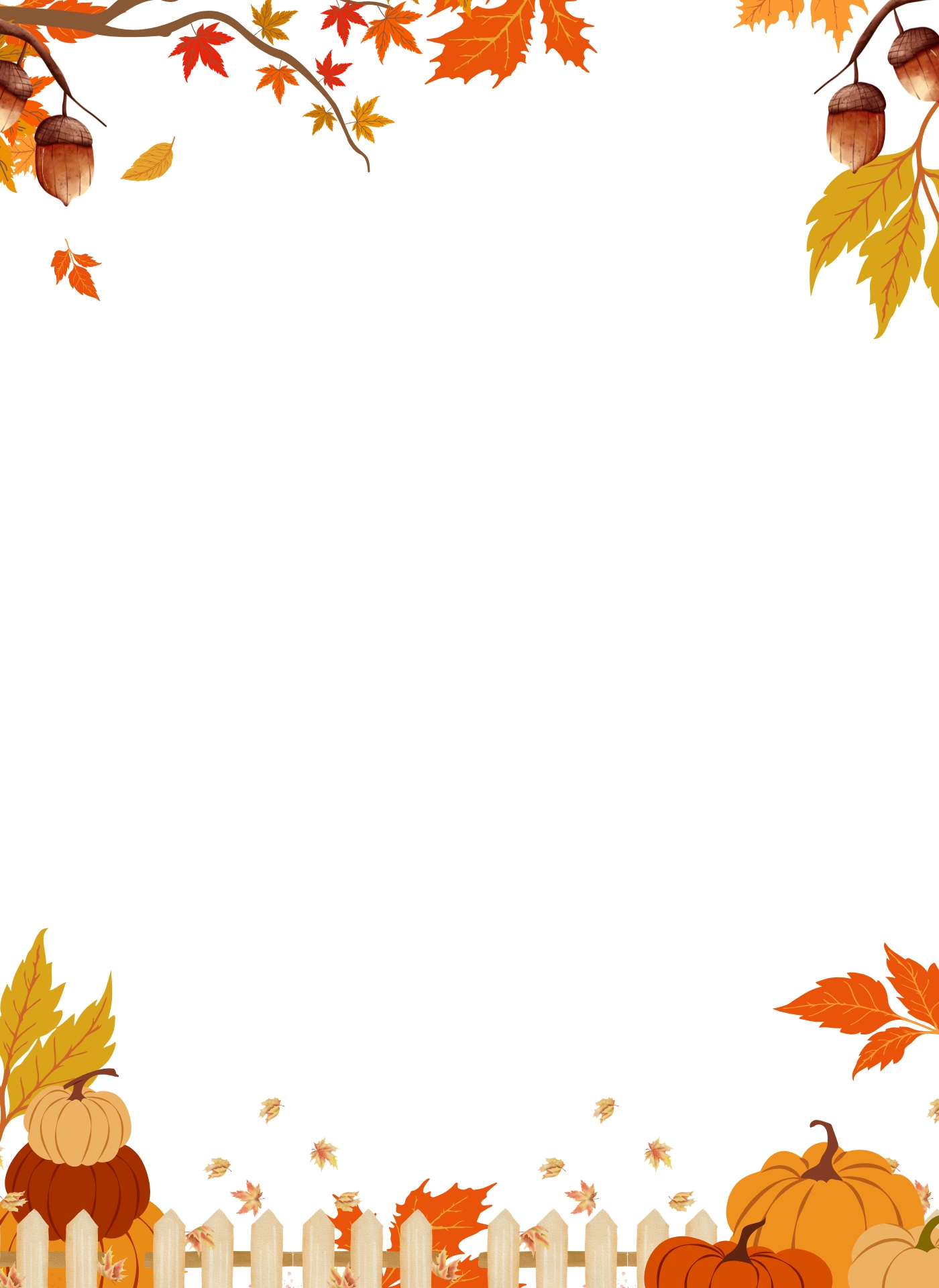 Autumn Pumpkins and Leaves Page Borders Autumn Pumpkins and Leaves Page Borders