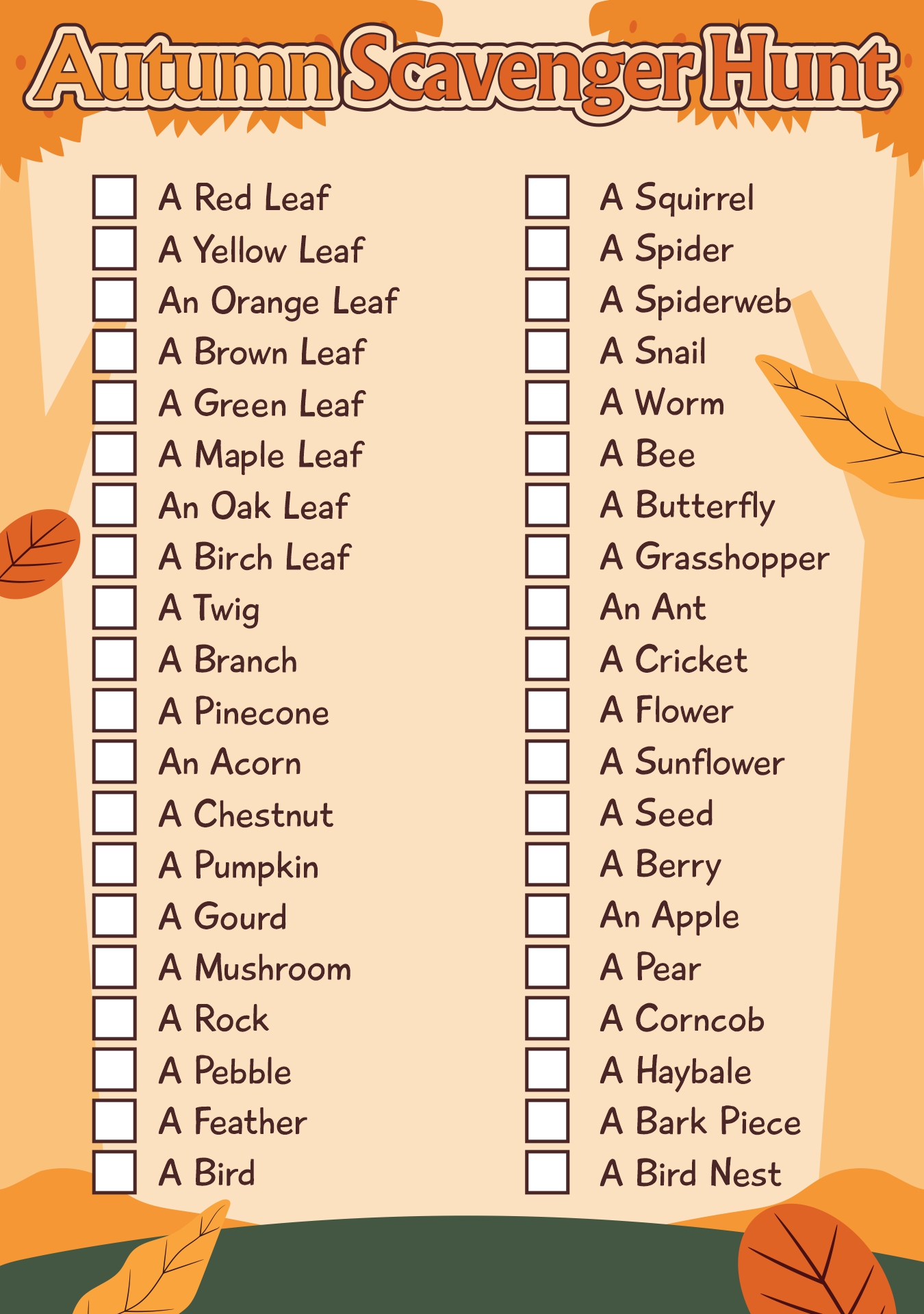 Autumn Scavenger Hunt Printables
