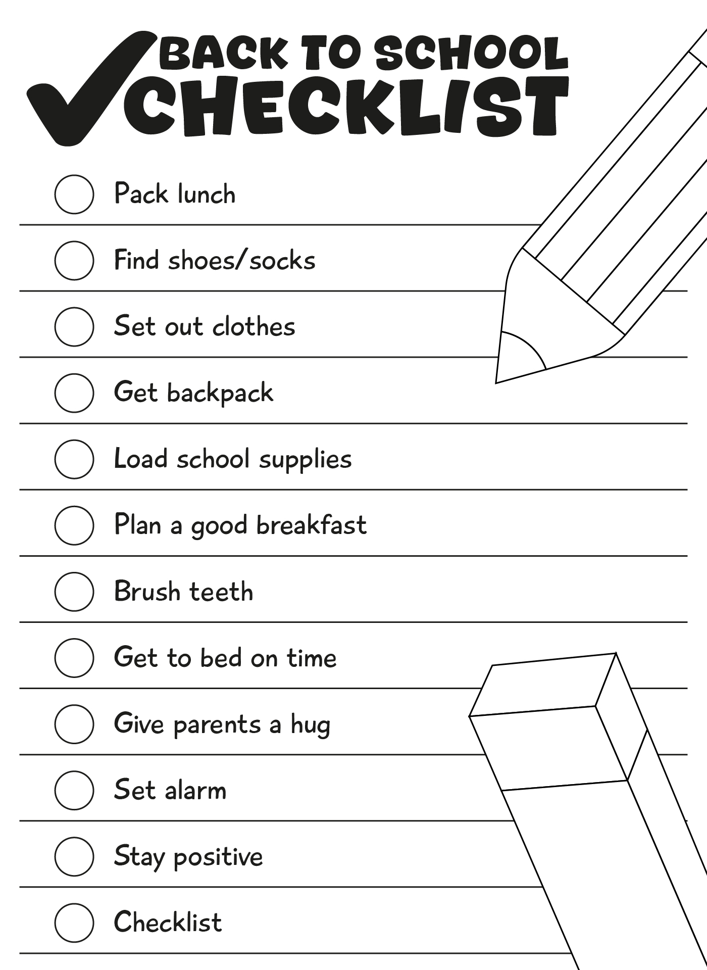 Back to School Checklist Printables