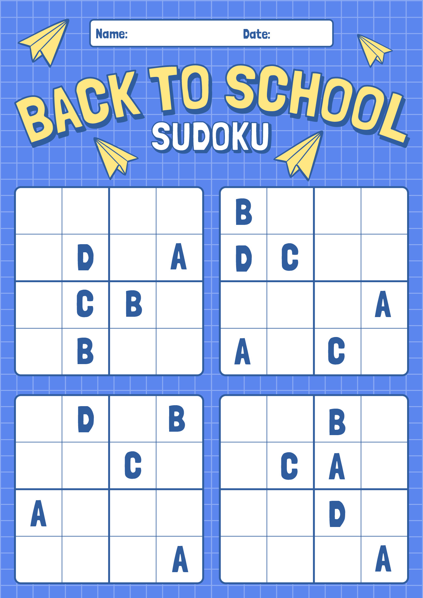 Back to School Sudoku Puzzles Printable Back to School Sudoku Puzzles Printable