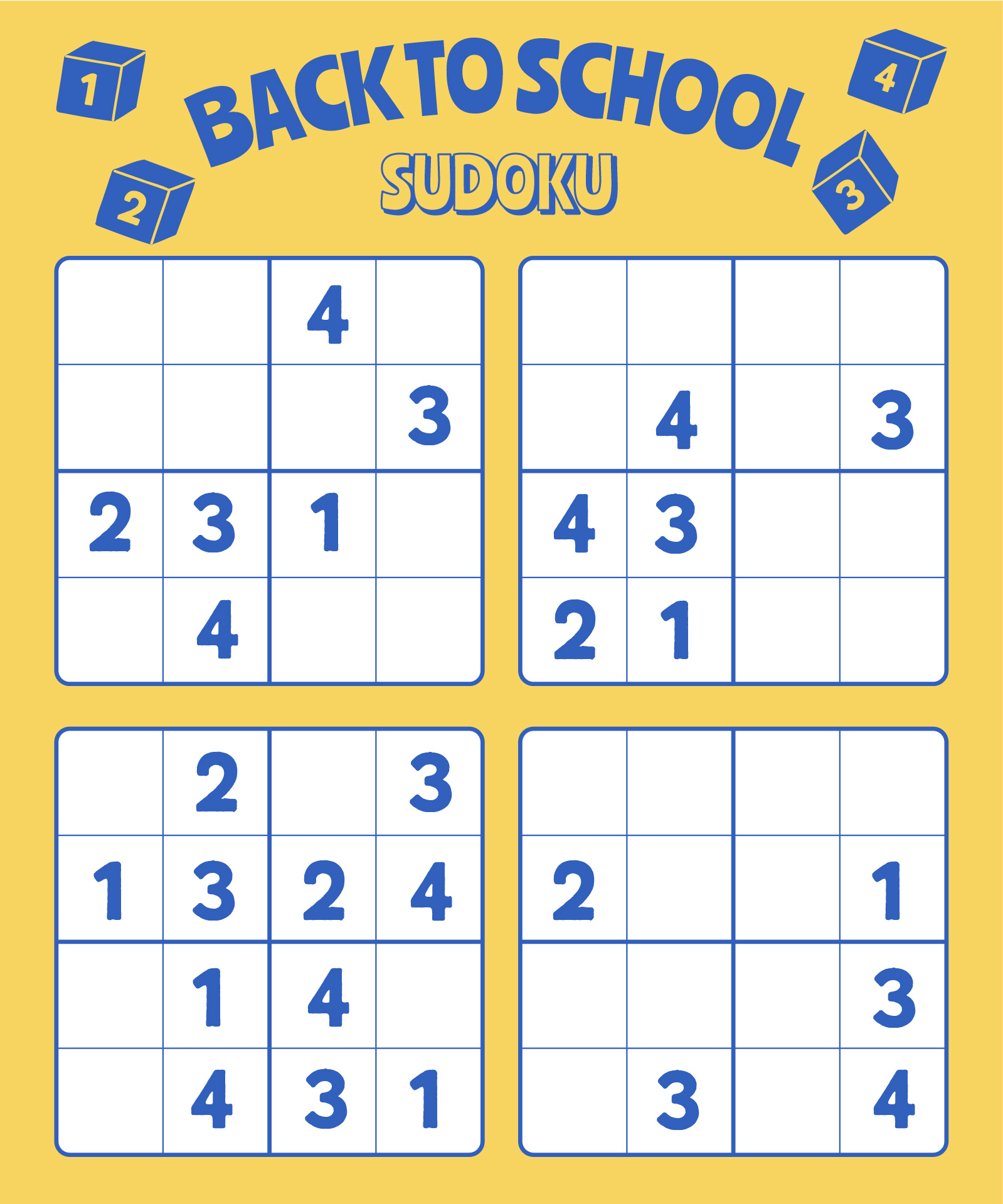 Back to School Sudoku Puzzles Printable Back to School Sudoku Puzzles Printable