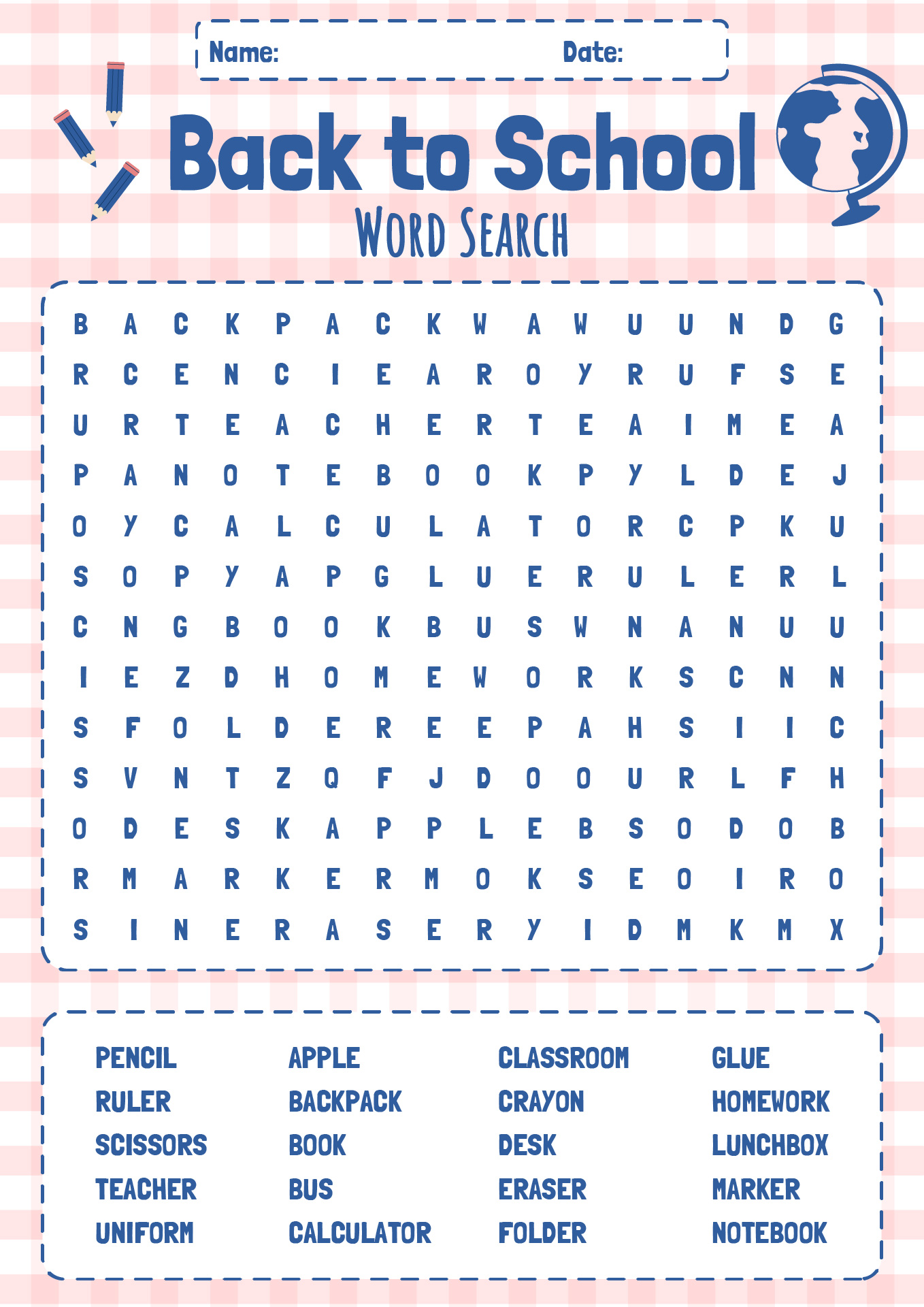 Back to School Word Search Puzzles Printable Back to School Word Search Puzzles Printable