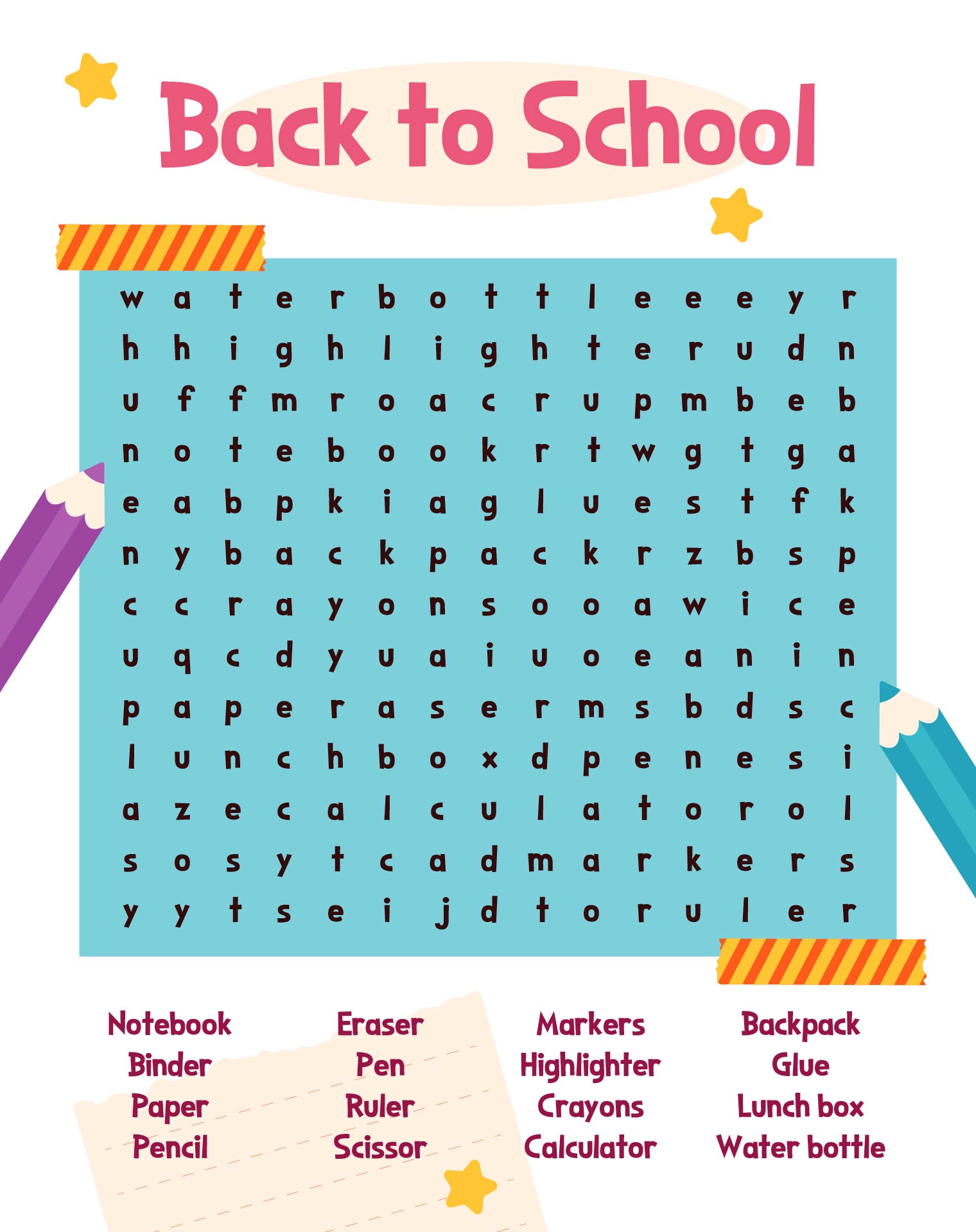 Back to School Word Search Puzzles Printable Back to School Word Search Puzzles Printable