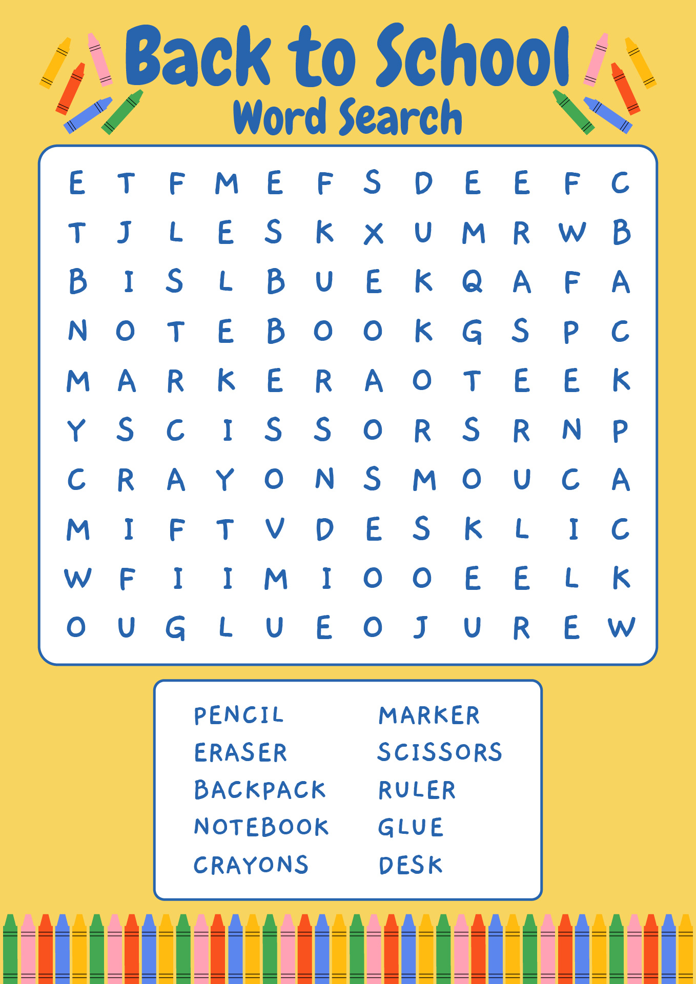 Back to School Word Search Puzzles Printable Back to School Word Search Puzzles Printable