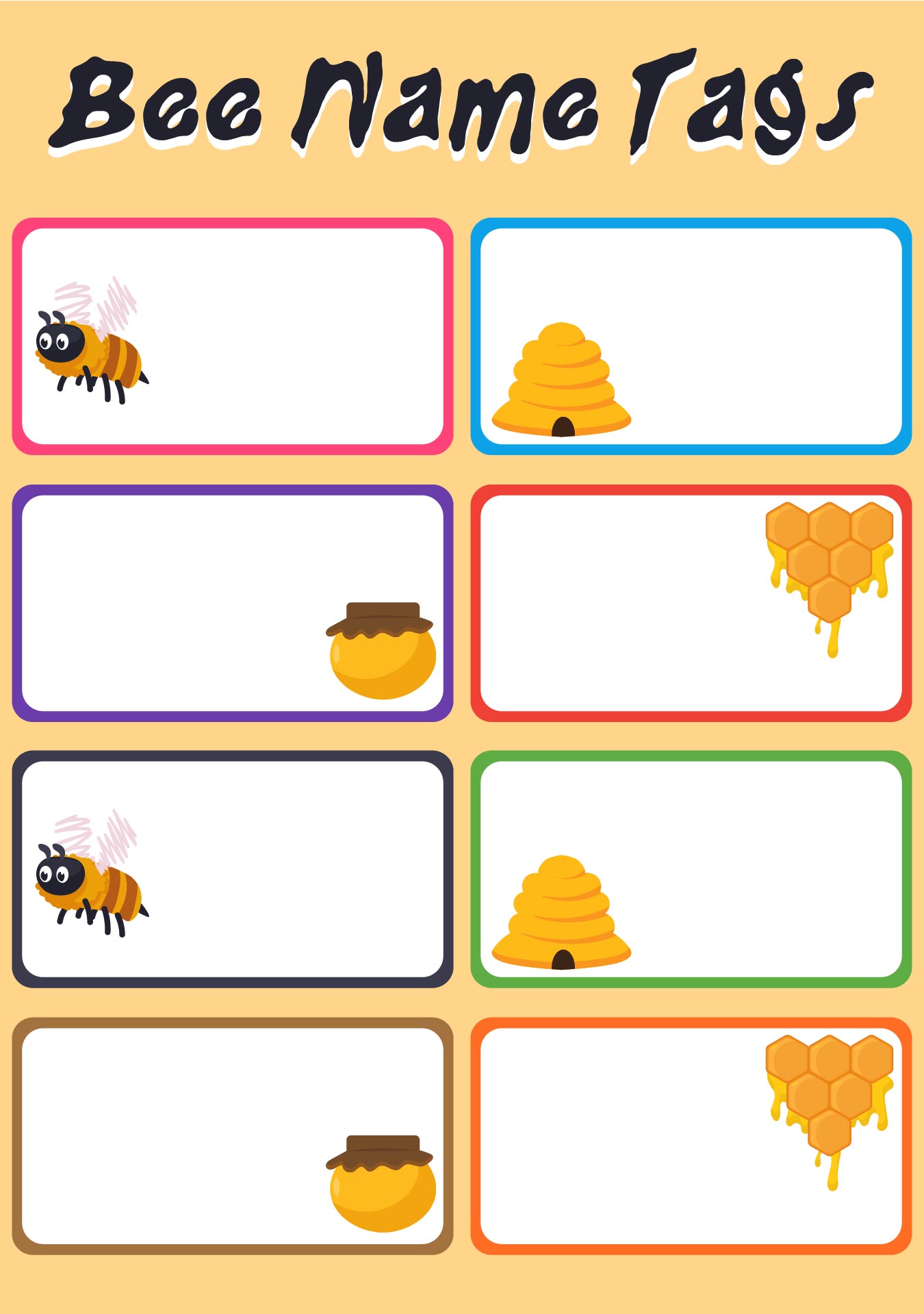 Bee-themed Name Tags for Kids Bee-themed Name Tags for Kids