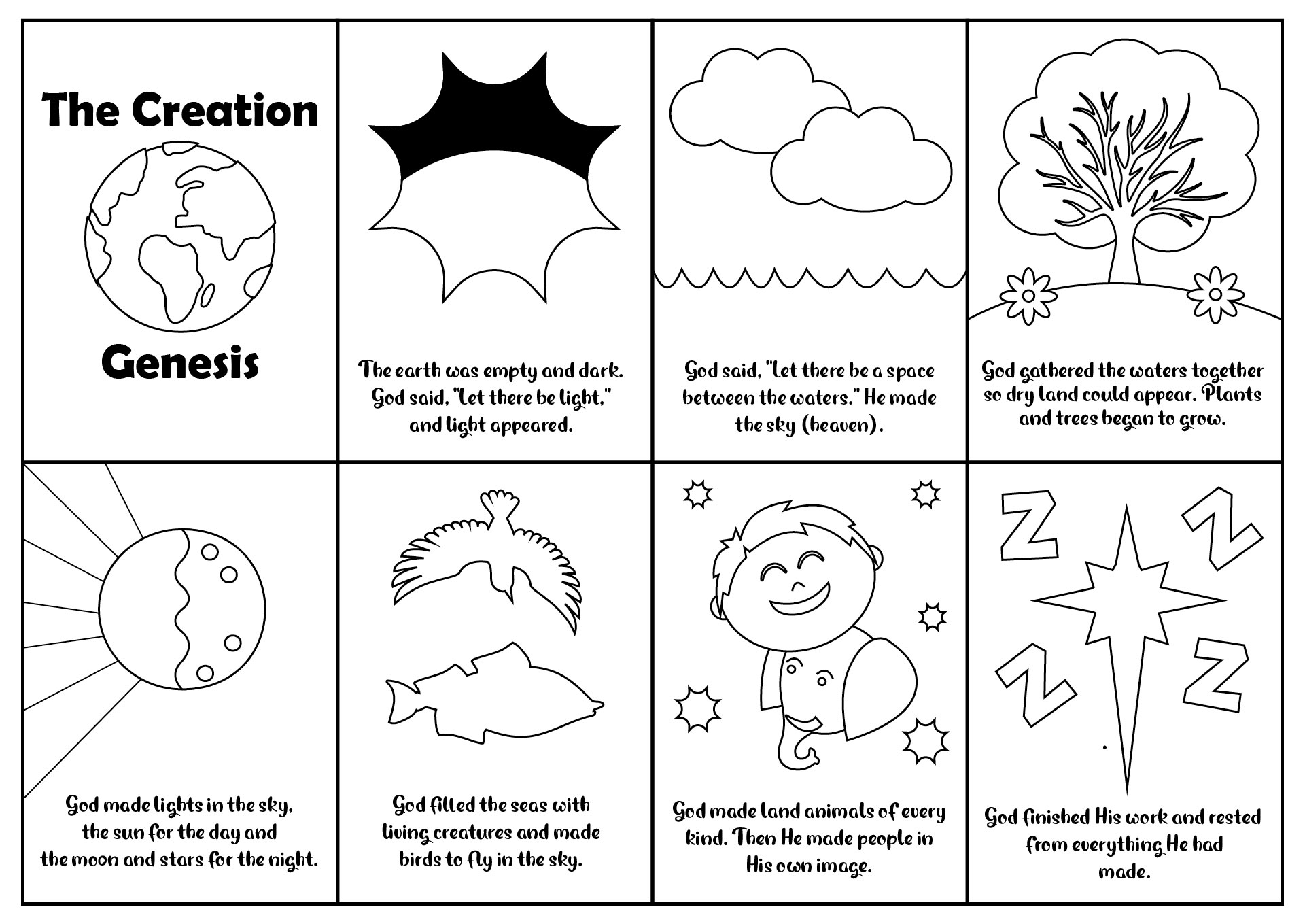 Biblical Creation Story Printable for Kids