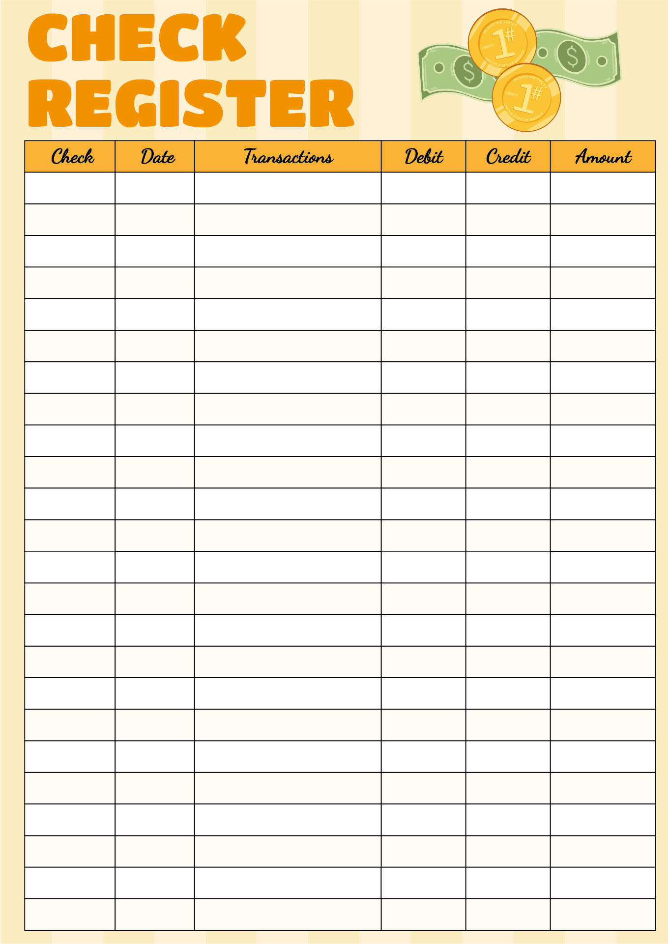 Blank Check Register for Kids Learn