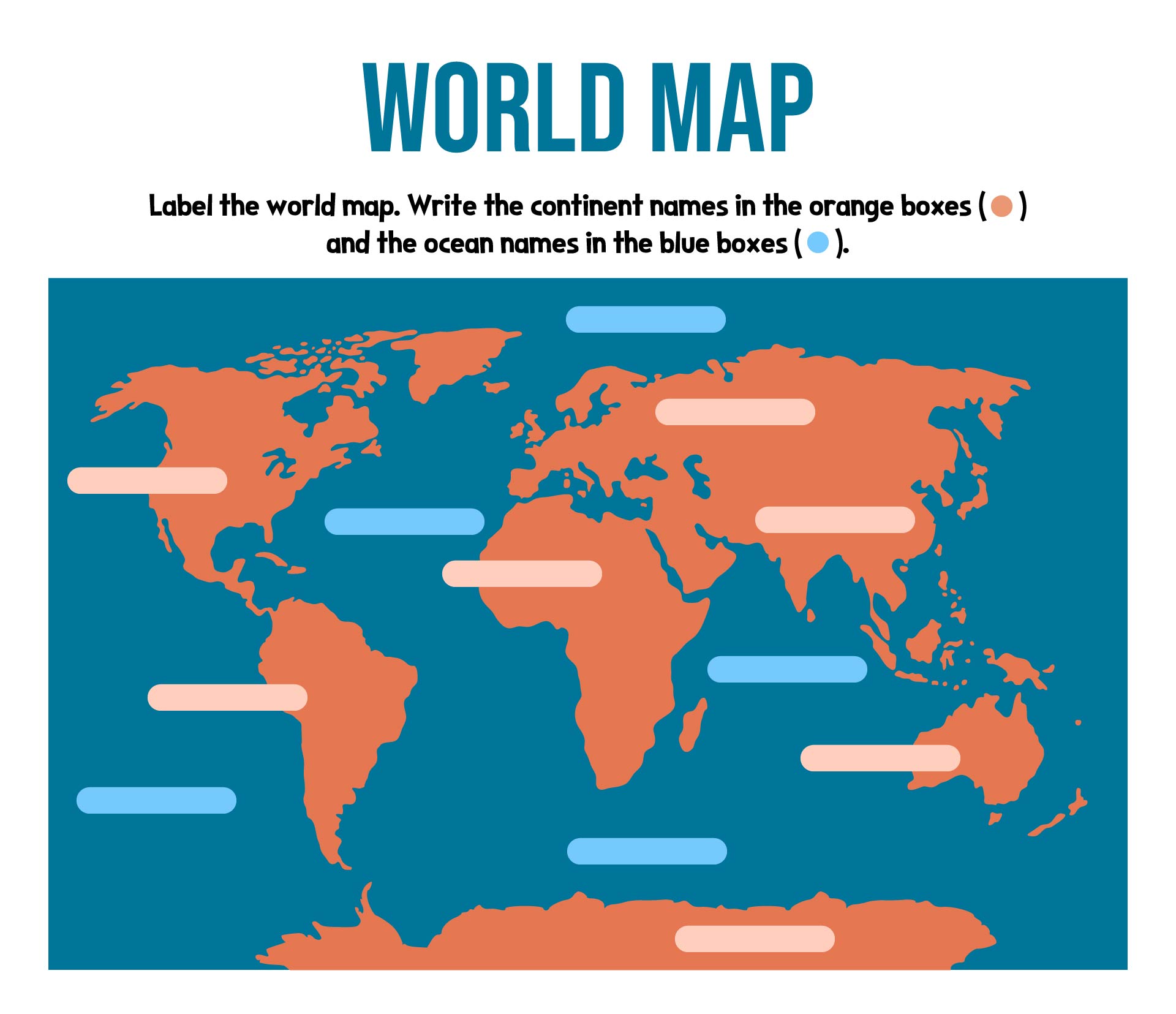 Blank Continents and Oceans Worksheet Printable