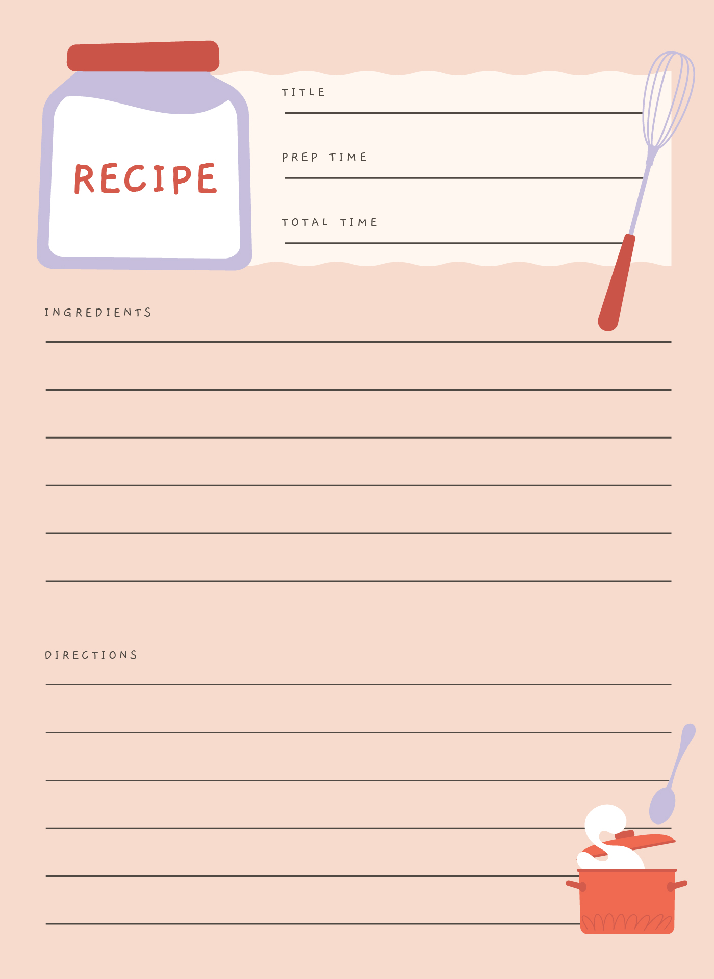 Blank Printable Recipe Pages for Binder Blank Printable Recipe Pages for Binder