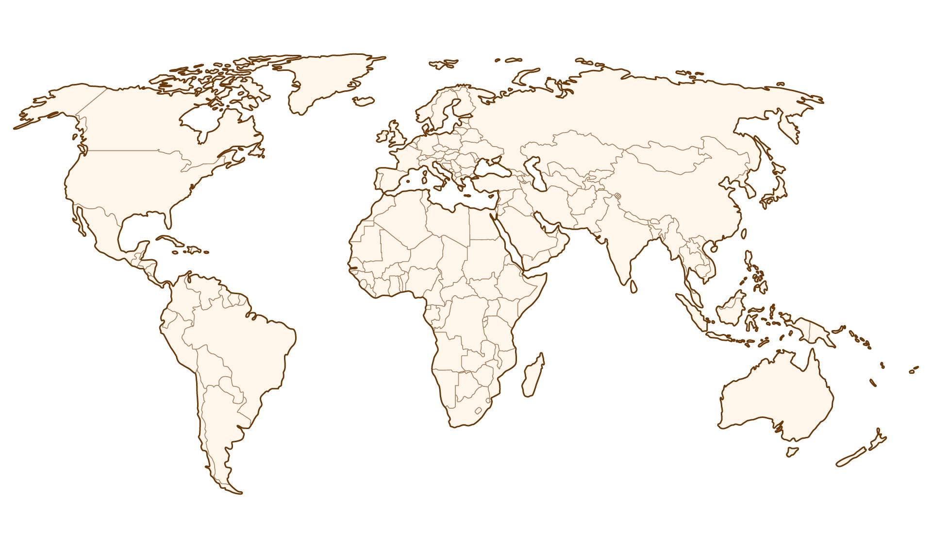 Blank World Map with Countries Outlines Blank World Map with Countries Outlines