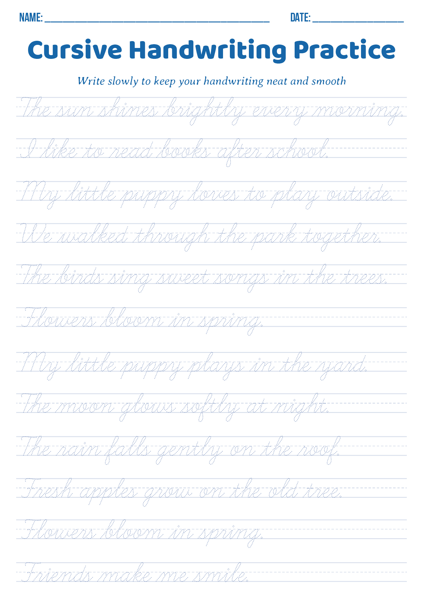 Cursive Handwriting Worksheets