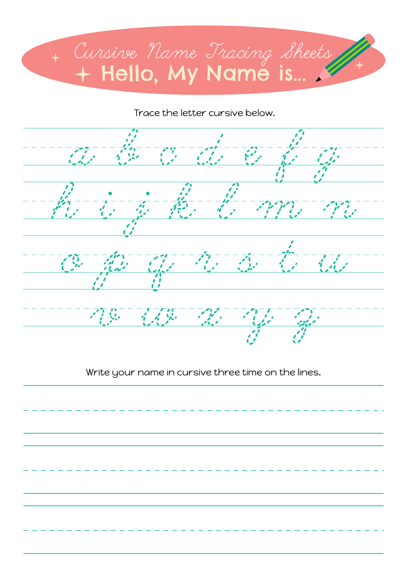 Cursive Name Tracing Sheets Printable Cursive Name Tracing Sheets Printable