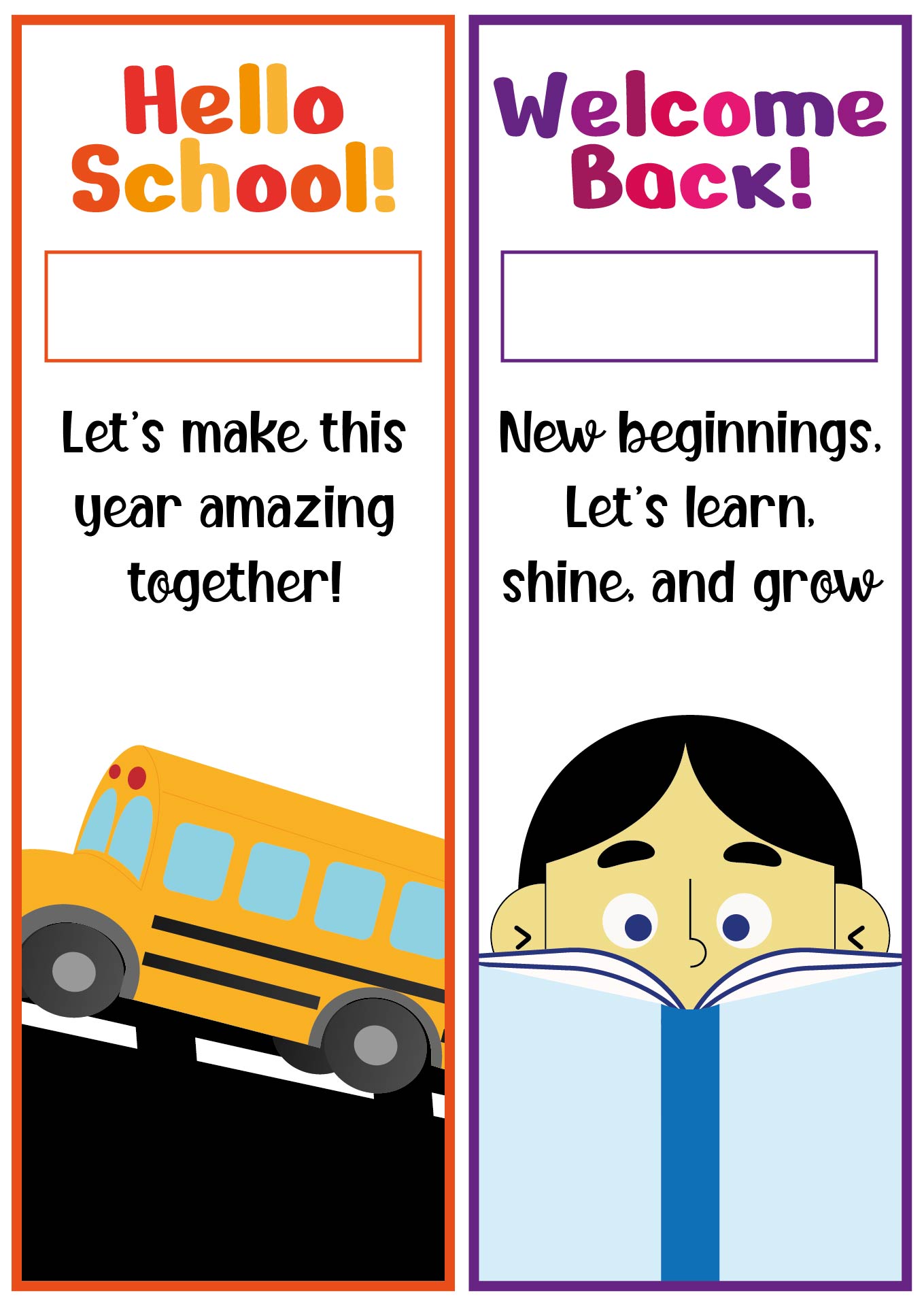 Cute Personalized Back to School Bookmarks