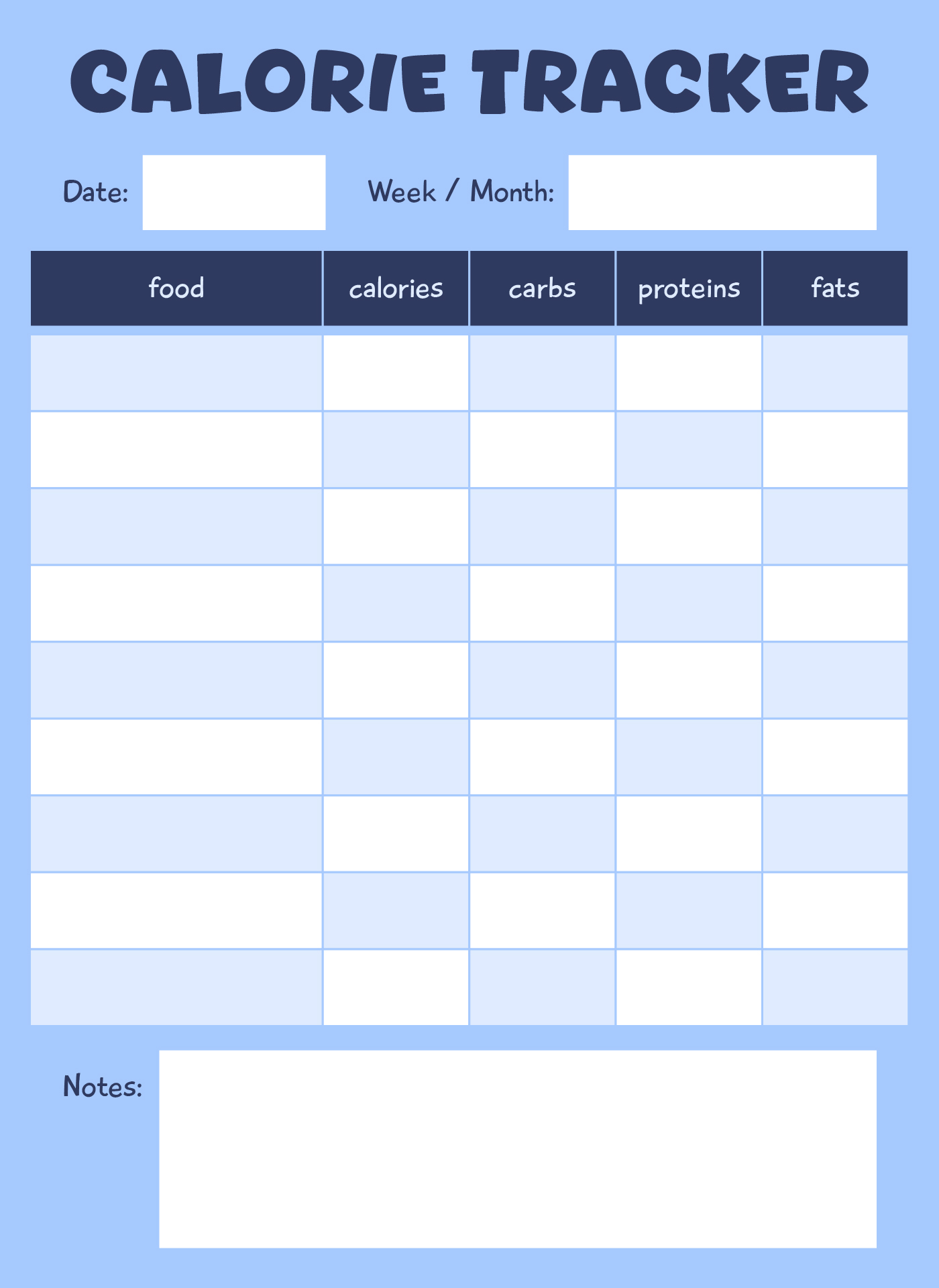 Daily Calorie Tracker Printable