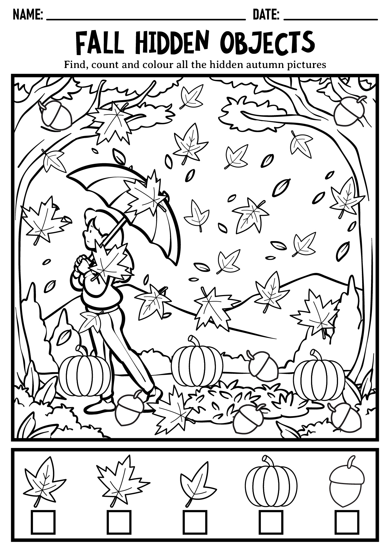Fall Hidden Item Find Puzzles Print Fall Hidden Item Find Puzzles Print